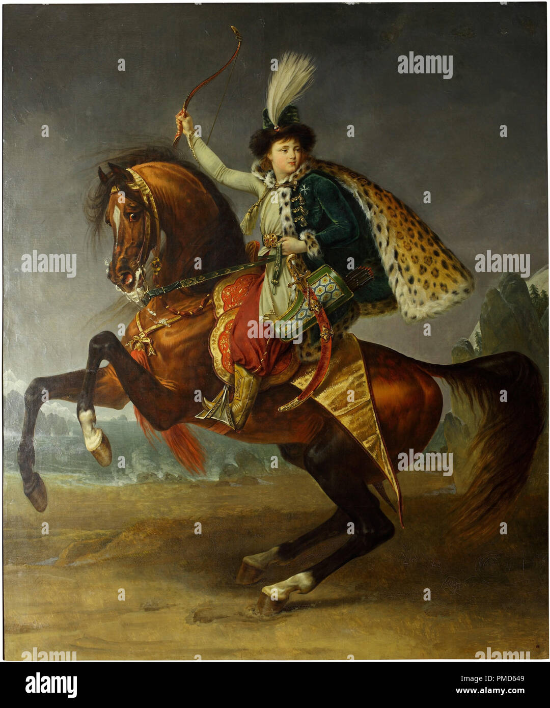 Equestrian portrait von Prinz Boris Yusupov. Datum/Zeitraum: 1809. Malerei. Öl auf Leinwand. Höhe: 321 cm (10.5 ft); Breite: 266 cm (104,7 in.) Autor: Antoine-Jean Gros. Gros, Antoine Jean, Baron. Stockfoto
