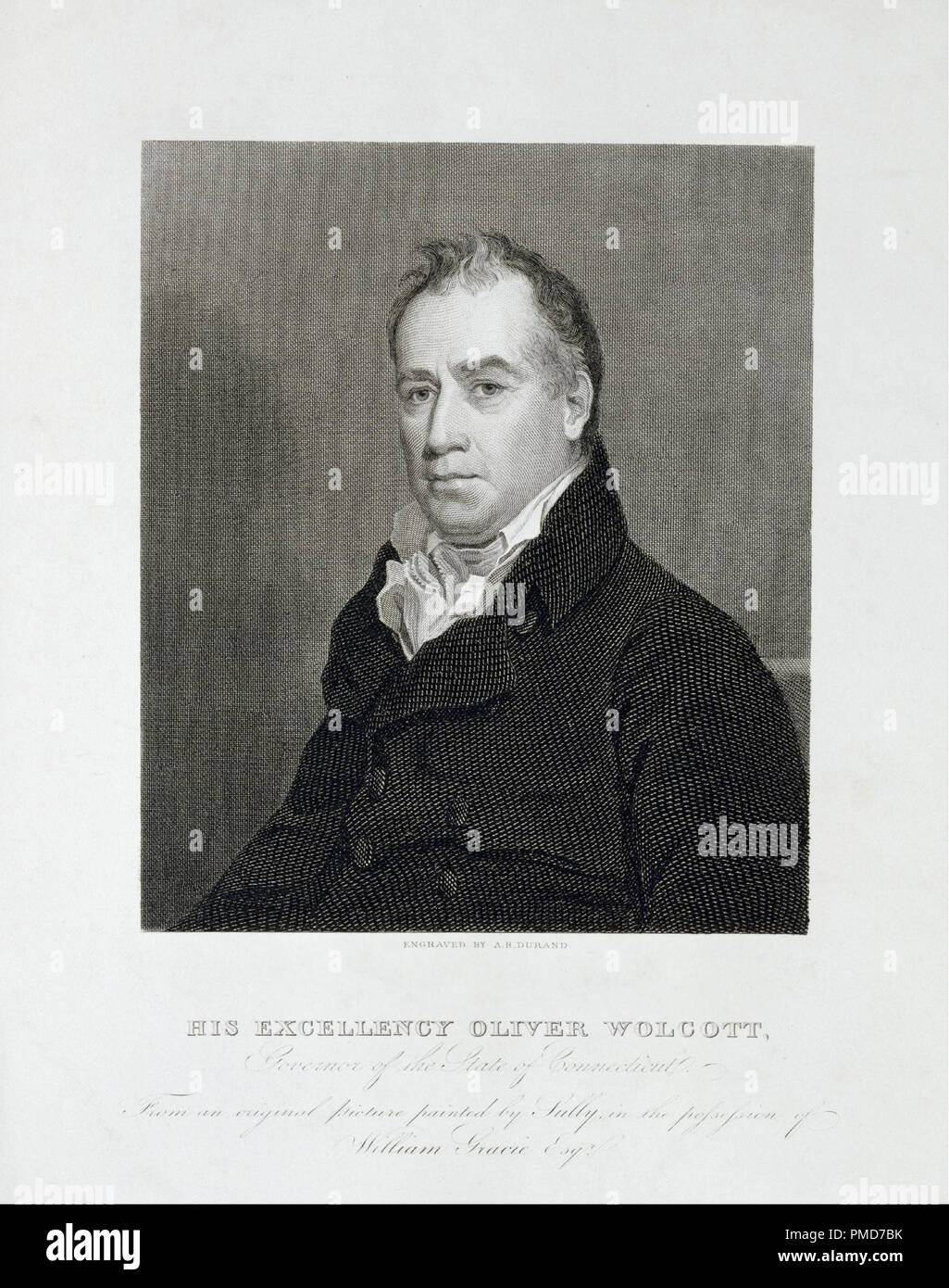 Seine Exzellenz Oliver Wolcott, Gouverneur des Staates Connecticutt. Datum/Zeitraum: 1820. Malerei. Zeile Gravur. Breite: 33,3 cm. Höhe: 42,2 cm (Blatt). Autor: Asher Brown Durand. Stockfoto