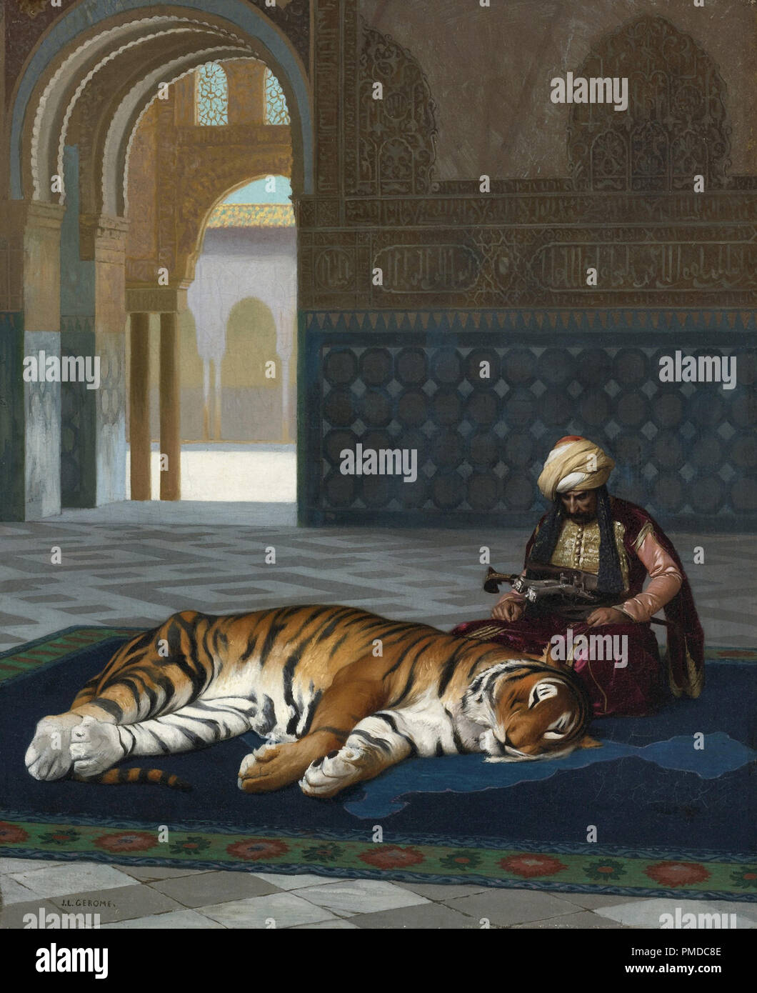 Gerome Jean-Léon Le Tigre Et Le Gardien Stockfoto