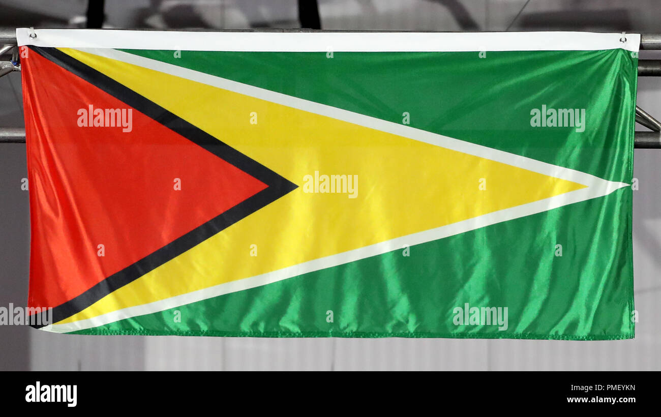 Eine allgemeine Ansicht der Fahne von Guyana an der Carrara Stadion bei Tag sieben der 2018 Commonwealth Games in der Gold Coast, Australien. PRESS ASSOCIATION Foto. Bild Datum: Mittwoch, 11. April 2018. Siehe PA Geschichte COMMONWEALTH Athletik. Photo Credit: Danny Lawson/PA-Kabel. Einschränkungen: Nur für den redaktionellen Gebrauch bestimmt. Keine kommerzielle Nutzung. Kein Video-Emulation. Stockfoto