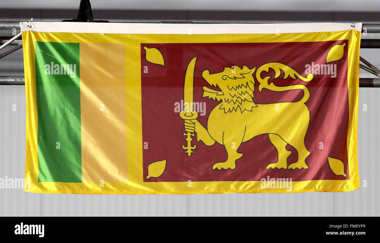 Eine allgemeine Ansicht der Flagge von Sri Lanka an die Carrara Stadion bei Tag sieben der 2018 Commonwealth Games in der Gold Coast, Australien. PRESS ASSOCIATION Foto. Bild Datum: Mittwoch, 11. April 2018. Siehe PA Geschichte COMMONWEALTH Athletik. Photo Credit: Danny Lawson/PA-Kabel. Einschränkungen: Nur für den redaktionellen Gebrauch bestimmt. Keine kommerzielle Nutzung. Kein Video-Emulation. Stockfoto