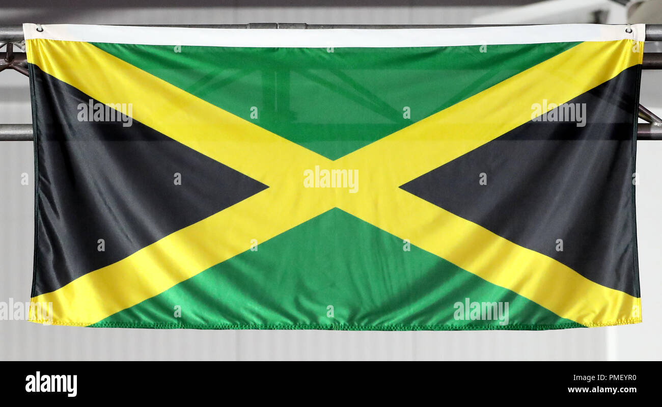 Eine allgemeine Ansicht der Flagge von Jamaika in die Carrara Stadion bei Tag sieben der 2018 Commonwealth Games in der Gold Coast, Australien. PRESS ASSOCIATION Foto. Bild Datum: Mittwoch, 11. April 2018. Siehe PA Geschichte COMMONWEALTH Athletik. Photo Credit: Danny Lawson/PA-Kabel. Einschränkungen: Nur für den redaktionellen Gebrauch bestimmt. Keine kommerzielle Nutzung. Kein Video-Emulation. Stockfoto