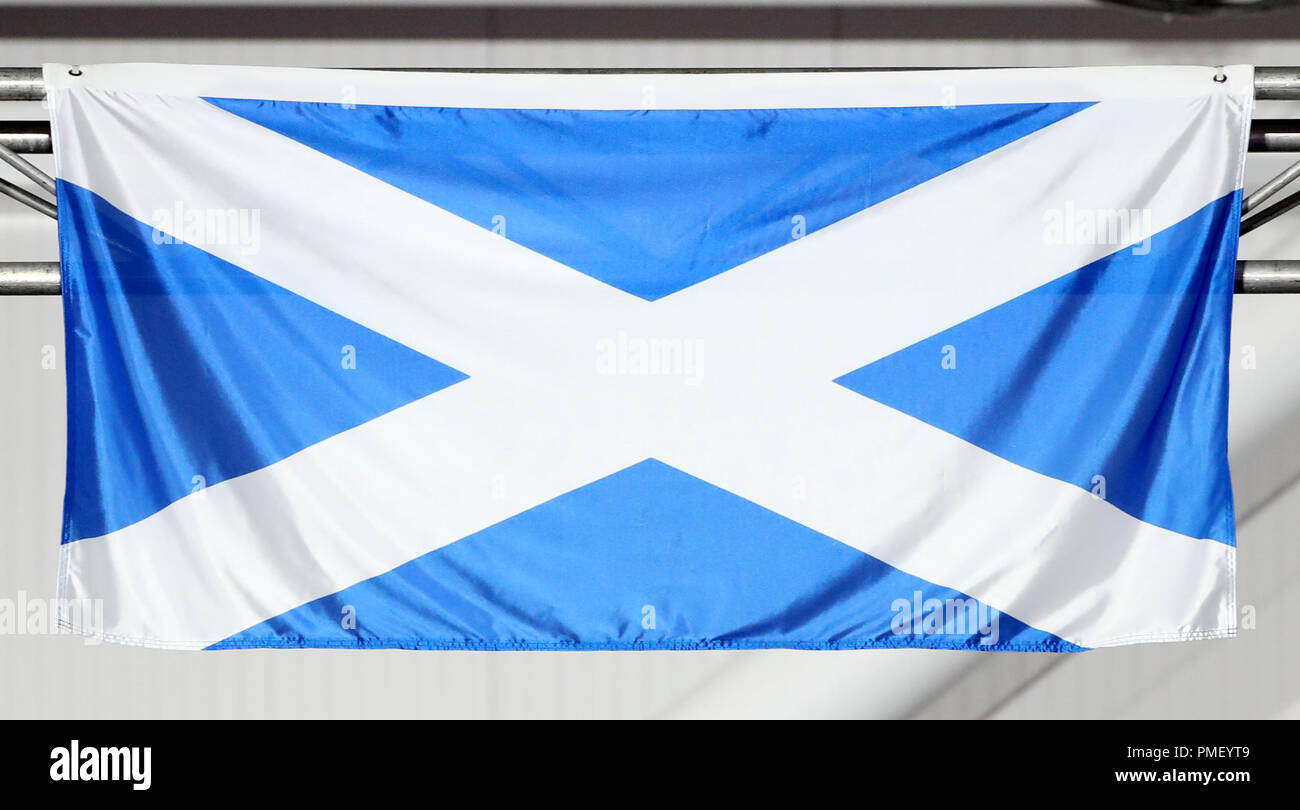 Eine allgemeine Ansicht der Flagge Schottland an der Carrara Stadion bei Tag sieben der 2018 Commonwealth Games in der Gold Coast, Australien. PRESS ASSOCIATION Foto. Bild Datum: Mittwoch, 11. April 2018. Siehe PA Geschichte COMMONWEALTH Athletik. Photo Credit: Danny Lawson/PA-Kabel. Einschränkungen: Nur für den redaktionellen Gebrauch bestimmt. Keine kommerzielle Nutzung. Kein Video-Emulation. Stockfoto