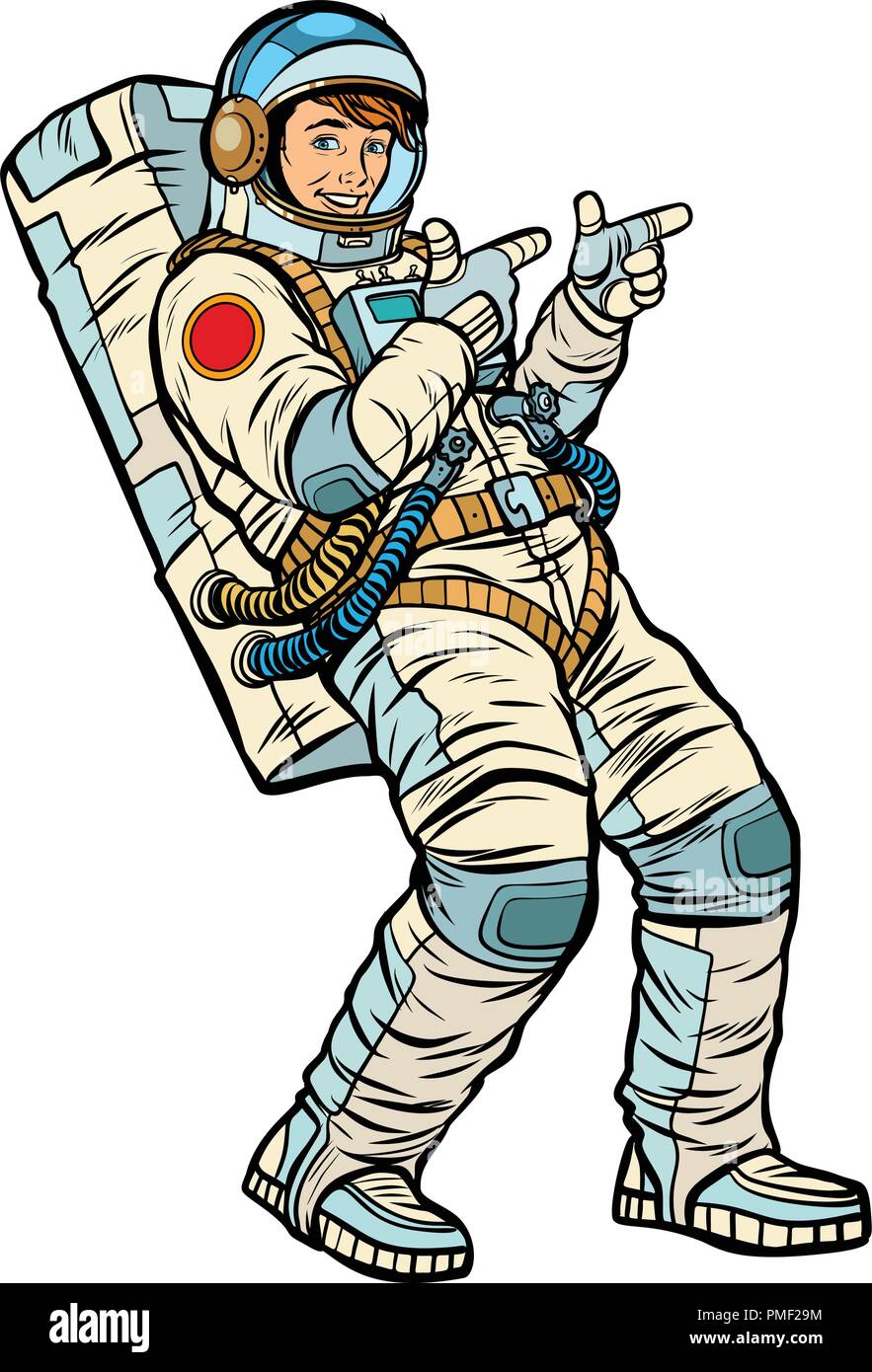Astronaut junger Mann Punkte. auf einem weißen Hintergrund isolieren Stock Vektor