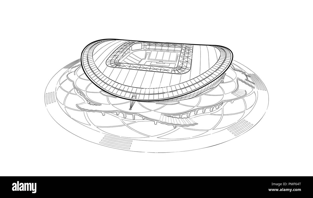 Skizze der wichtigsten Stadion in Kasan. Stock Vektor