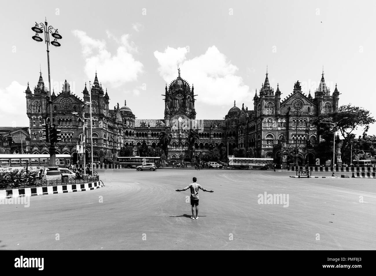 Chhatrapati Shivaji Maharaj Terminus in Mumbai, früher bekannt als Victoria Terminus, ist ein historischer Bahnhof und ein UNESCO-Weltkulturerbe. Stockfoto