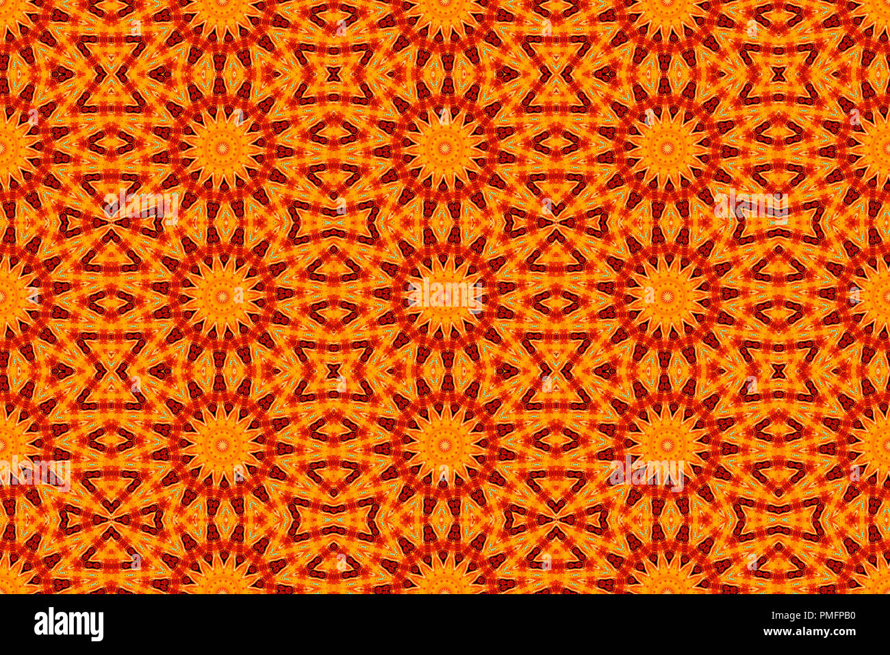 Nahtlose Muster, sich wiederholende Zusammenfassung Kaleidoskop Form symmetrischer Hintergrund für Grafik Design Stockfoto
