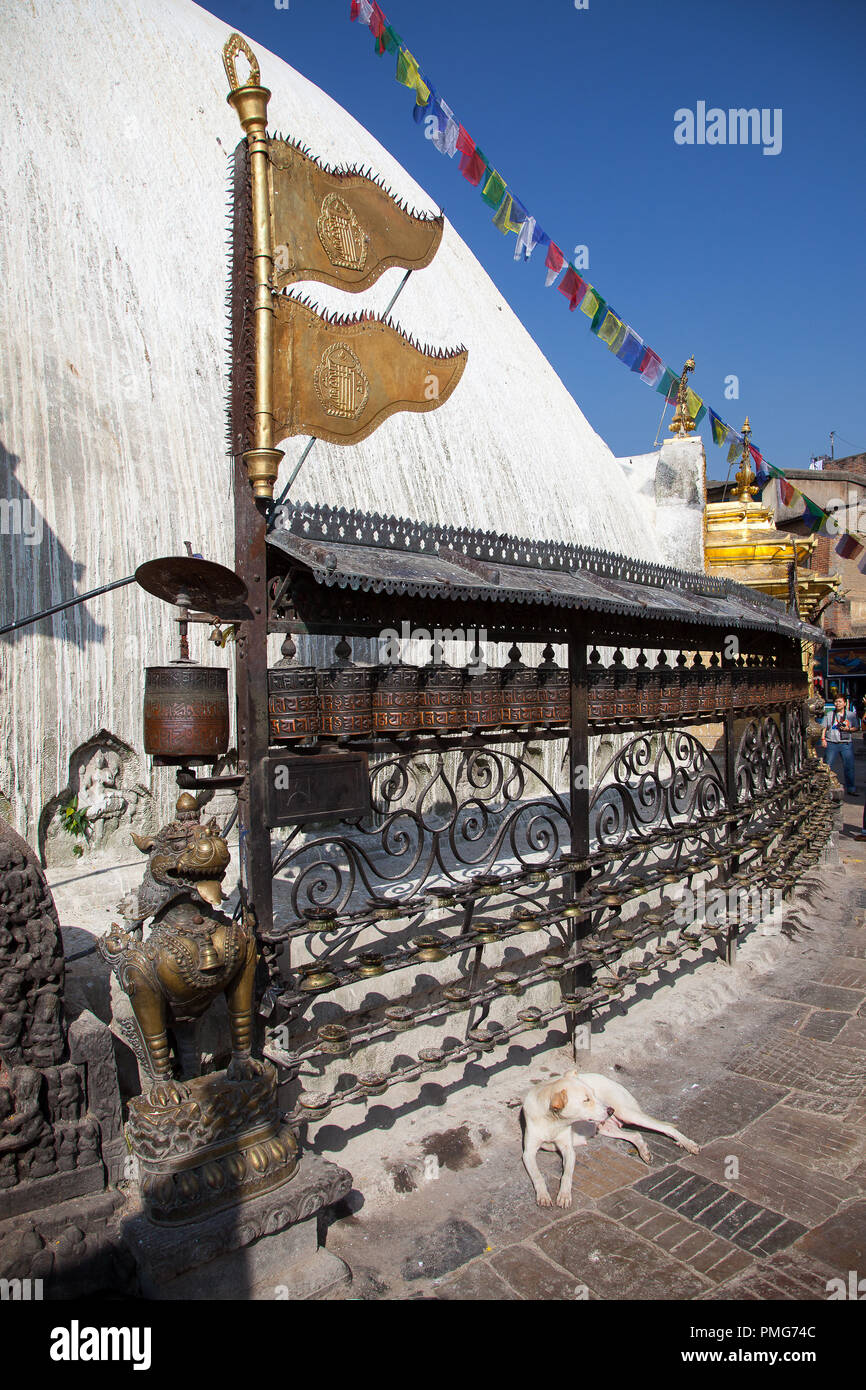 Swayambhunath Stupa, Monkey Tempel in Kathmandu, Nepal. Stockfoto