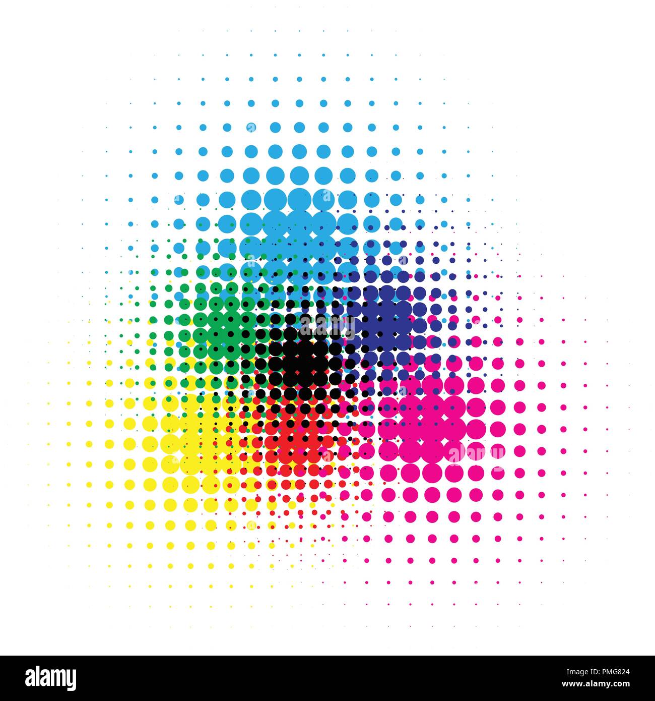 RGB- und CMYK-Halbton vector Abbildung Farbe Stock Vektor