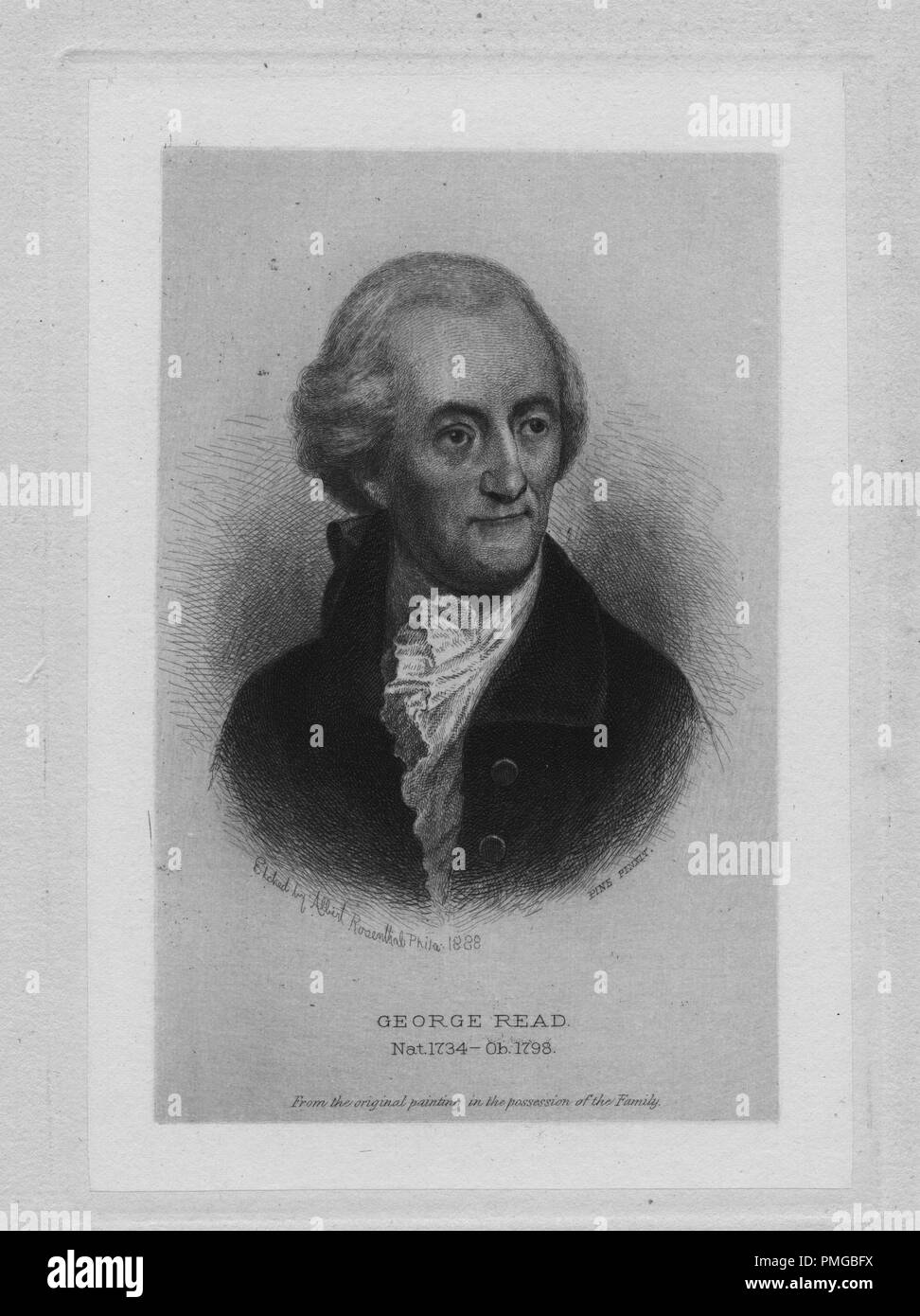 Graviert Porträt von George gelesen, ein amerikanischer Rechtsanwalt und Politiker aus New Castle New Castle County, Georgia, 1855. Von der New York Public Library. () Stockfoto