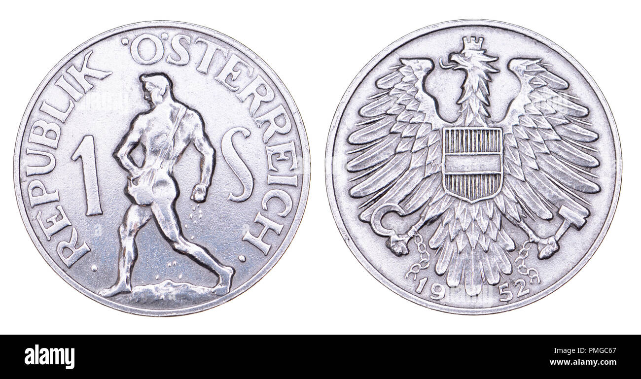 Österreichische 1 Schilling Münze von 1952 Stockfoto