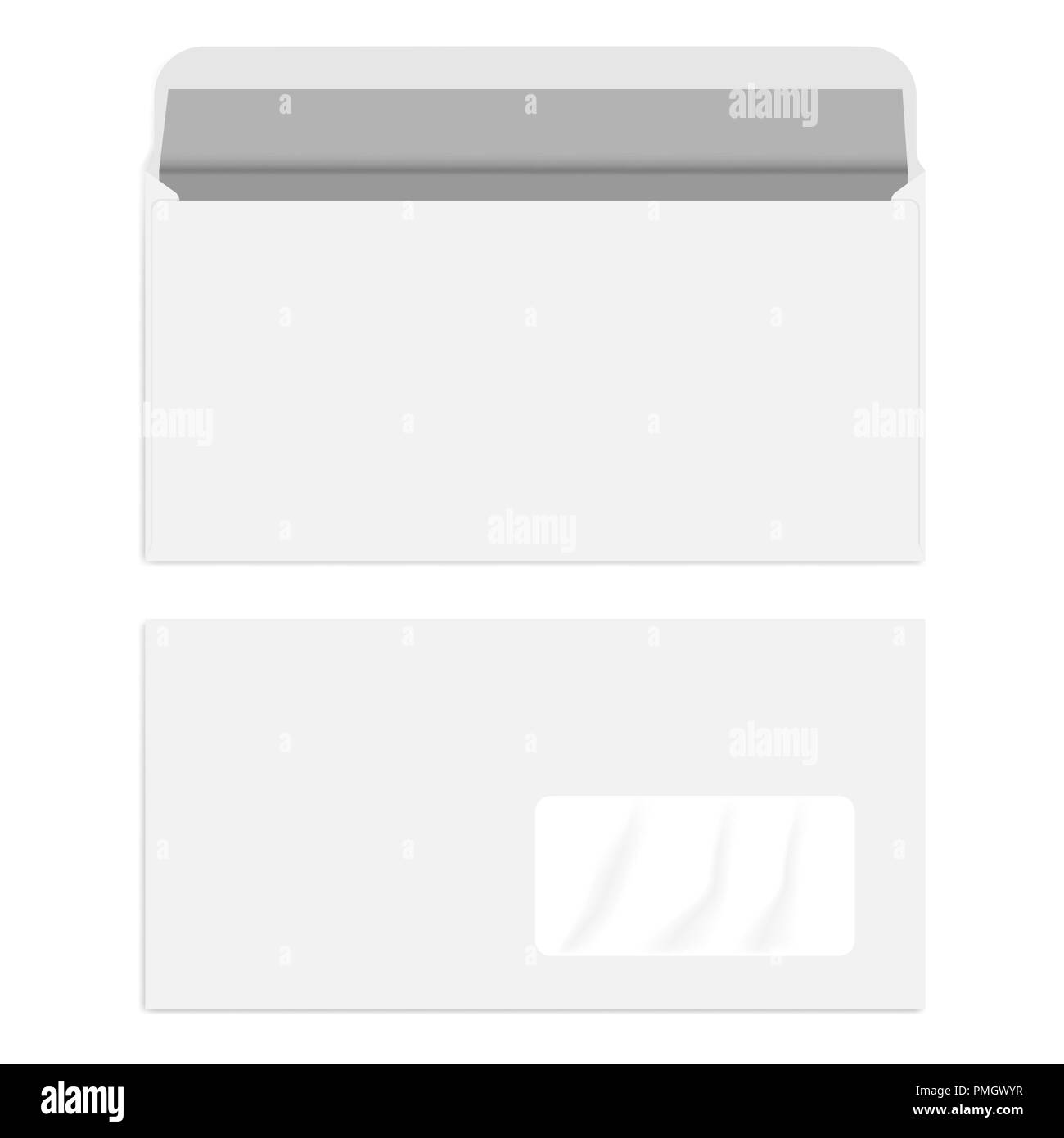 Weiß rechten Fenster DL-Umschlag, Vektor mockup Stock Vektor