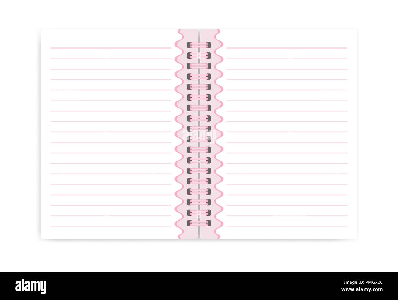Spiralbindung gesäumt Notebook mit niedlichen feminines Design, Vorlage. Wirebound Frauen Tagebuch öffnen, Vektor Mock-up Stock Vektor
