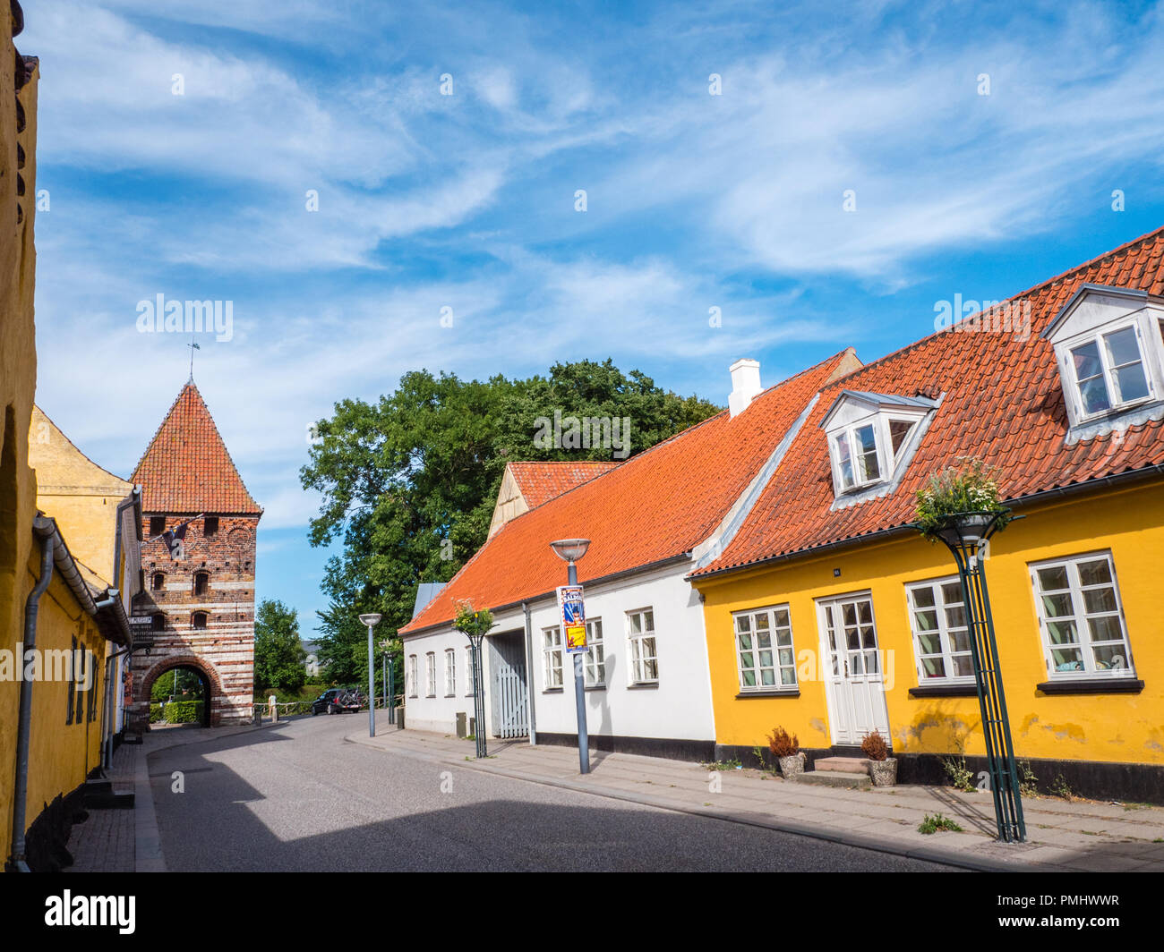Eingangstor, historischen Stadt Stege, Mons Island, Dänemark, Europa. Stockfoto