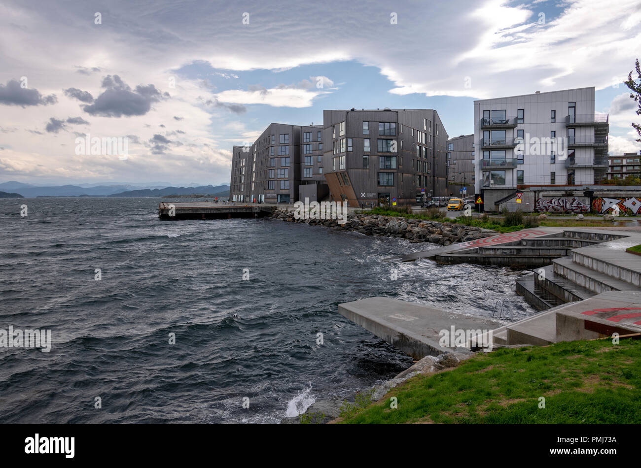 Innovation Dock auf der sehr exponierte Kante von Stavanger. In der Nähe des art center Tou Szene. Verwendet, Veranstaltungen, Konferenzen, Werkstätten und Büros zu bewirten. Stockfoto