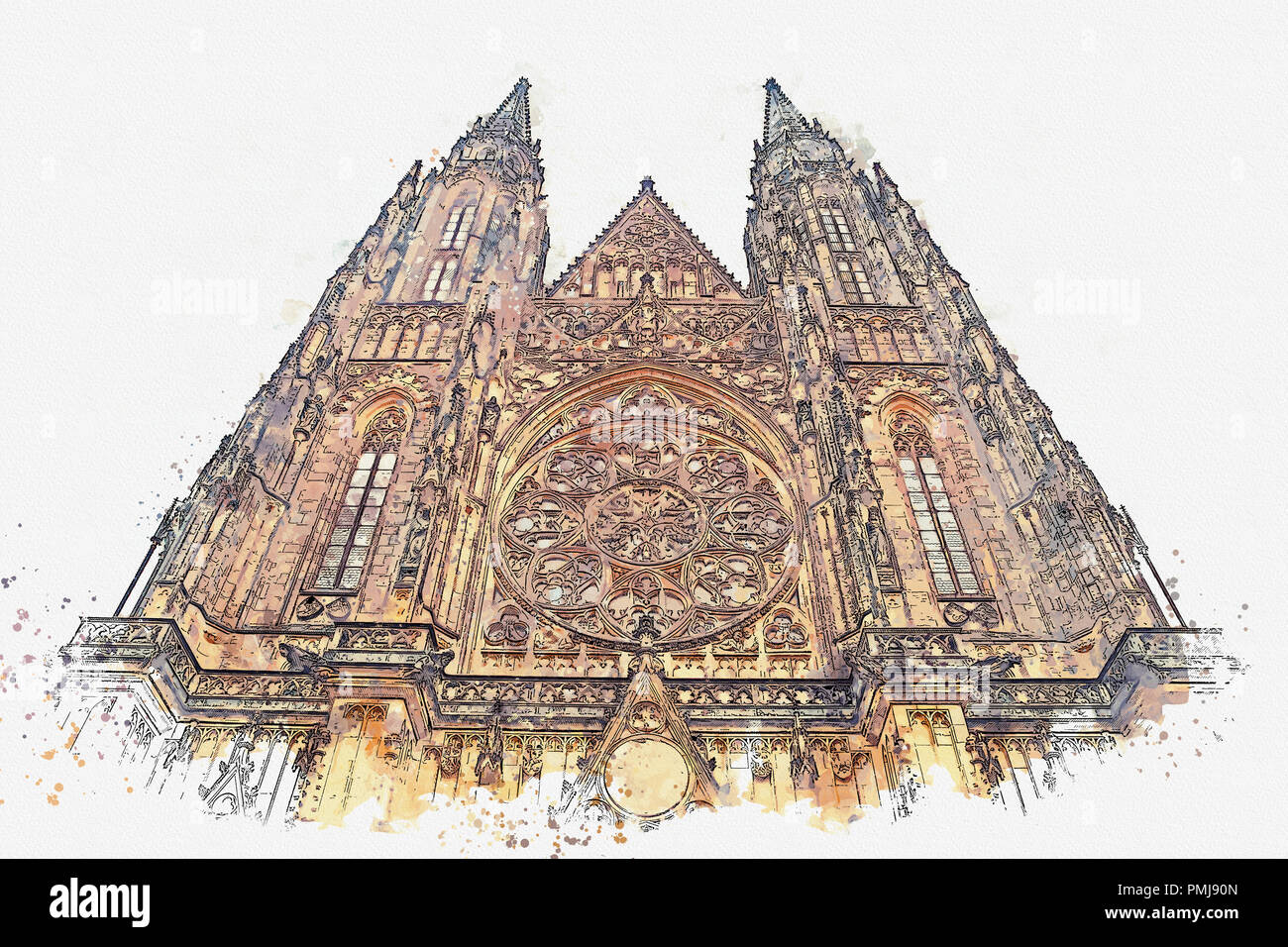 Abbildung: St. Vitus Kathedrale in Prag in der Tschechischen Republik Stockfoto