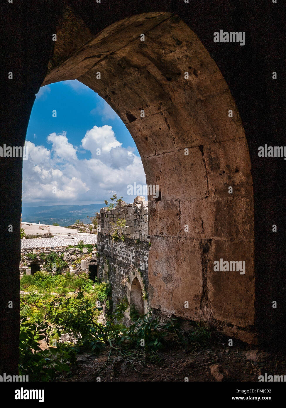 Krak des Chevaliers, ehemals Crac de l'Ospital ist ein Kreuzritter Burg in Syrien und eine der wichtigsten mittelalterlichen Burgen der Welt. Stockfoto