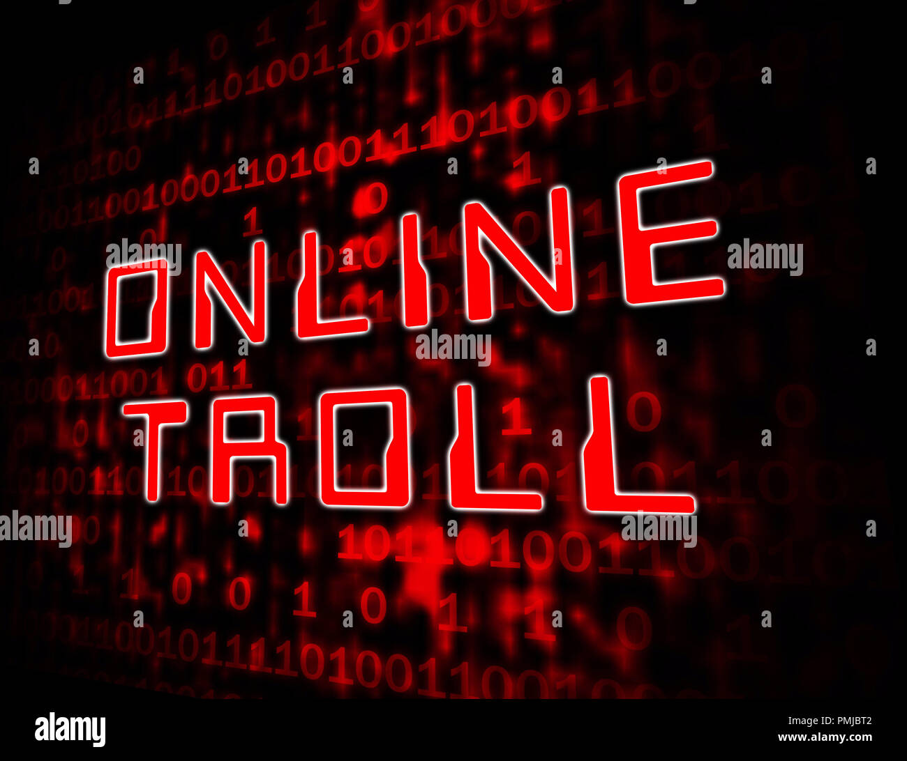 Online Troll unhöflich Sarkastisch Bedrohung 3d-Abbildung zeigt Cyberspace Bully Taktiken von Trolling Cyber Raubtiere Stockfoto