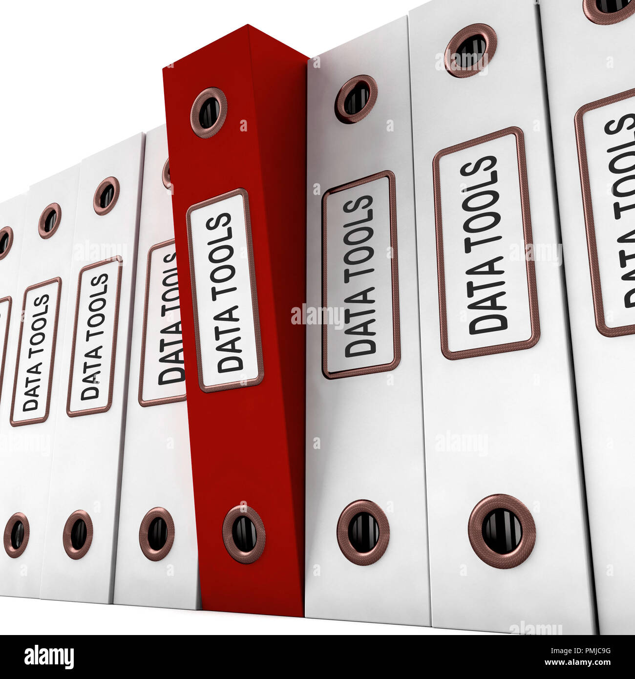 Big Data Tools Digital Toolbox 3D Rendering zeigt Mainframe Computing Management Verbesserung und Lagerung Stockfoto