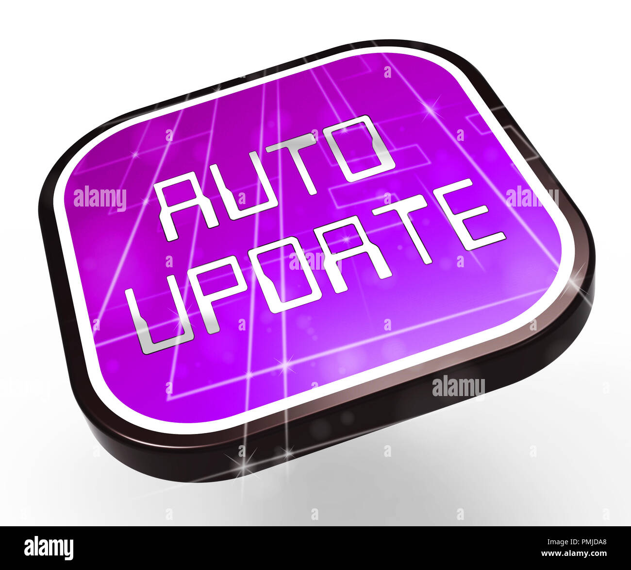 Automatisches Update oder Upgrade 3d-Abbildung zeigt Software Verbesserung oder Modernisierung Up-To-Date Version Stockfoto