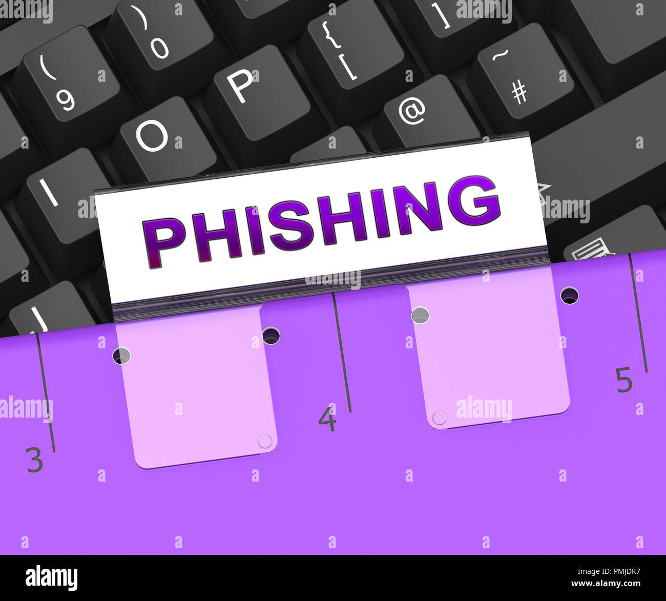 Phishing-E-Mail Internet Threat Protection 3D Rendering zeigt Vorsicht vor Email Phish zu stehlen Identität Informationen Stockfoto