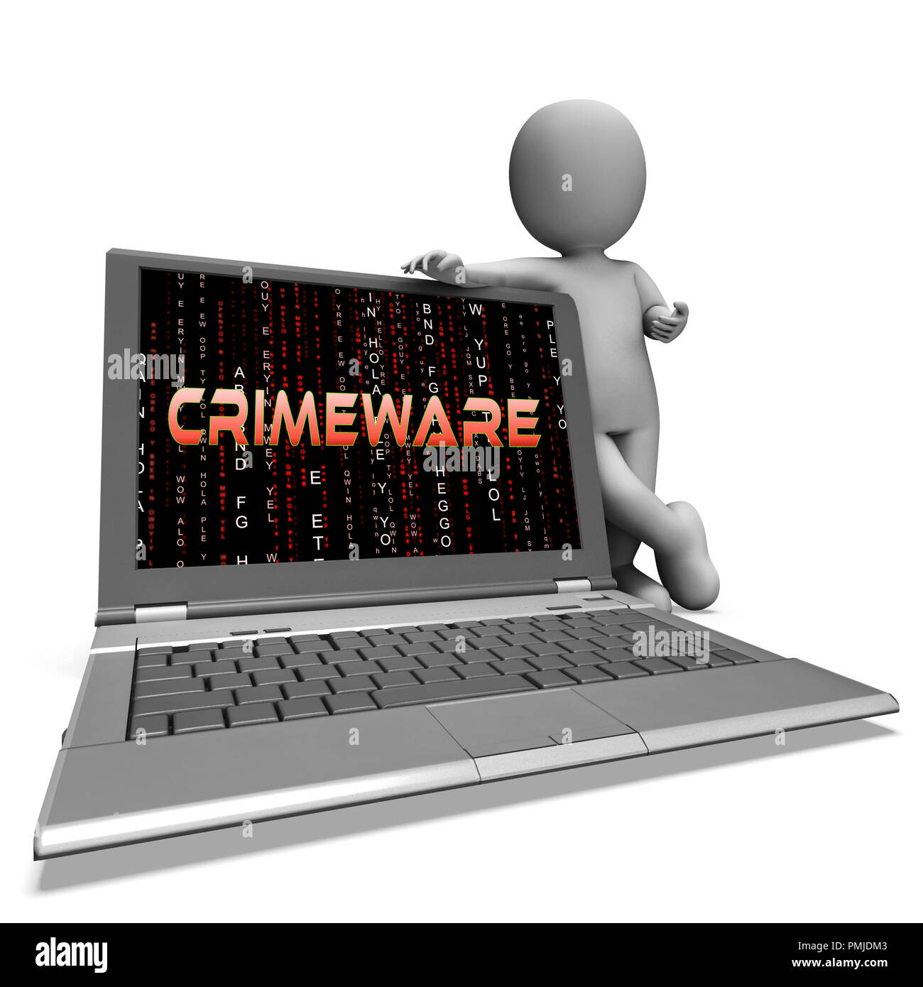Crimeware digitale Cyber Hack Nutzen 3D-Rendering zeigt Computerkriminalität und Digitale schädliche Malware auf Internet oder Computer Stockfoto