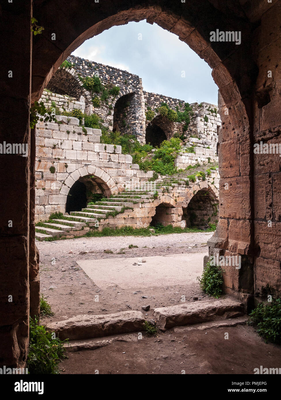 Krak des Chevaliers, ehemals Crac de l'Ospital ist ein Kreuzritter Burg in Syrien und eine der wichtigsten mittelalterlichen Burgen der Welt. Stockfoto