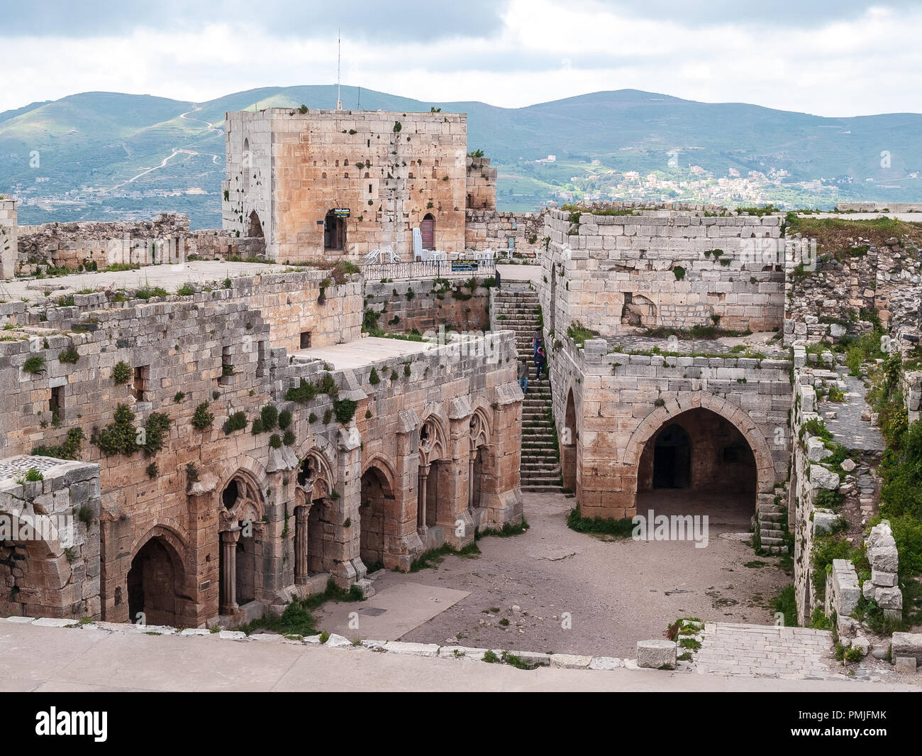 Krak des Chevaliers, ehemals Crac de l'Ospital ist ein Kreuzritter Burg in Syrien und eine der wichtigsten mittelalterlichen Burgen der Welt. Stockfoto