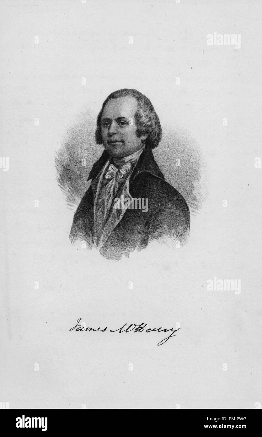 Graviert Portrait von James McHenry, Unterzeichner der Verfassung der Vereinigten Staaten, einem Iren - amerikanische militärische Chirurg und Delegierter der Kontinentale Kongress von Maryland, 1885. Von der New York Public Library. () Stockfoto