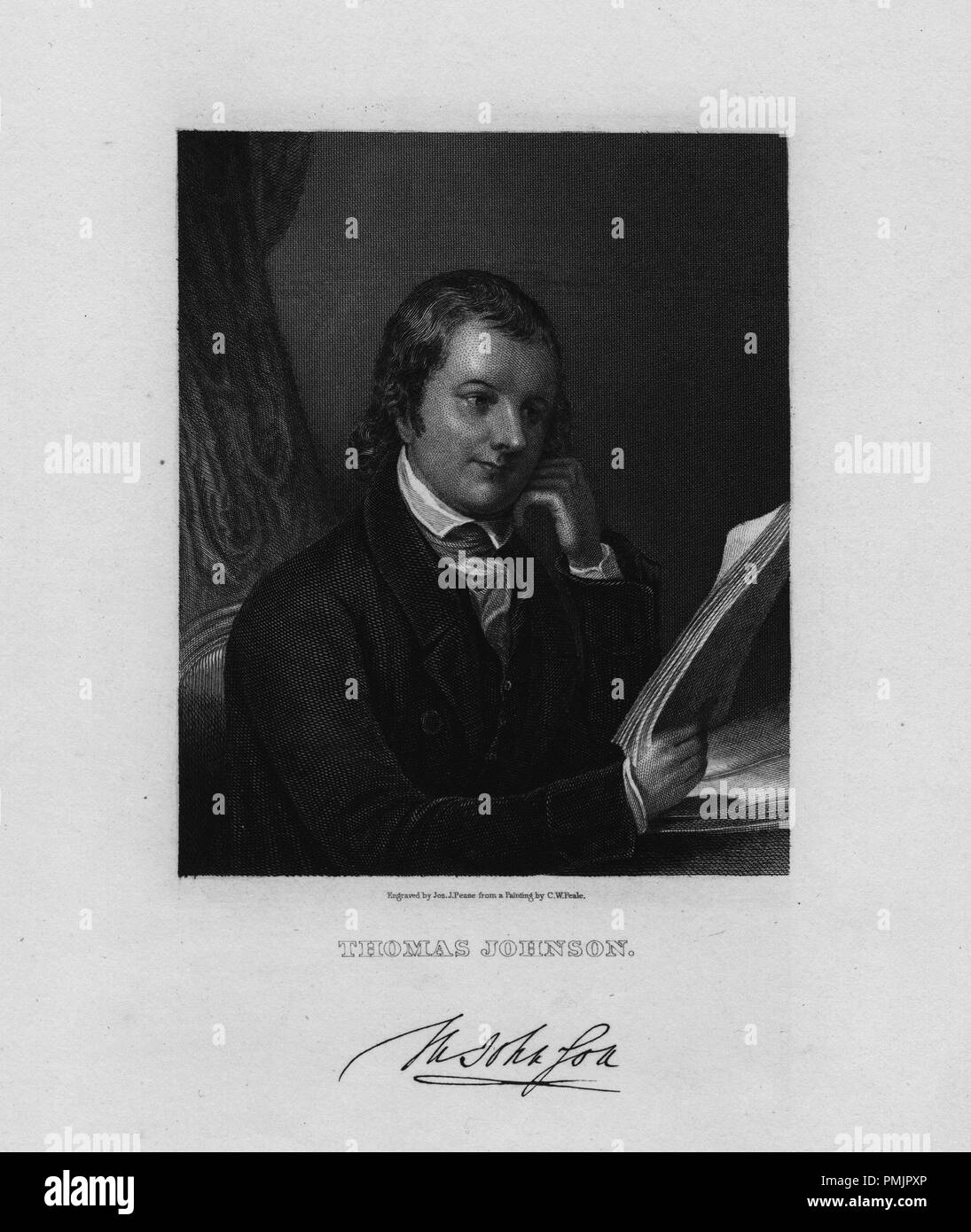 Graviert Portrait von Thomas Johnson, der erste Gouverneur von Maryland und Delegierter der Kontinentale Kongress von Calvert County, Maryland, 1840. Von der New York Public Library. () Stockfoto