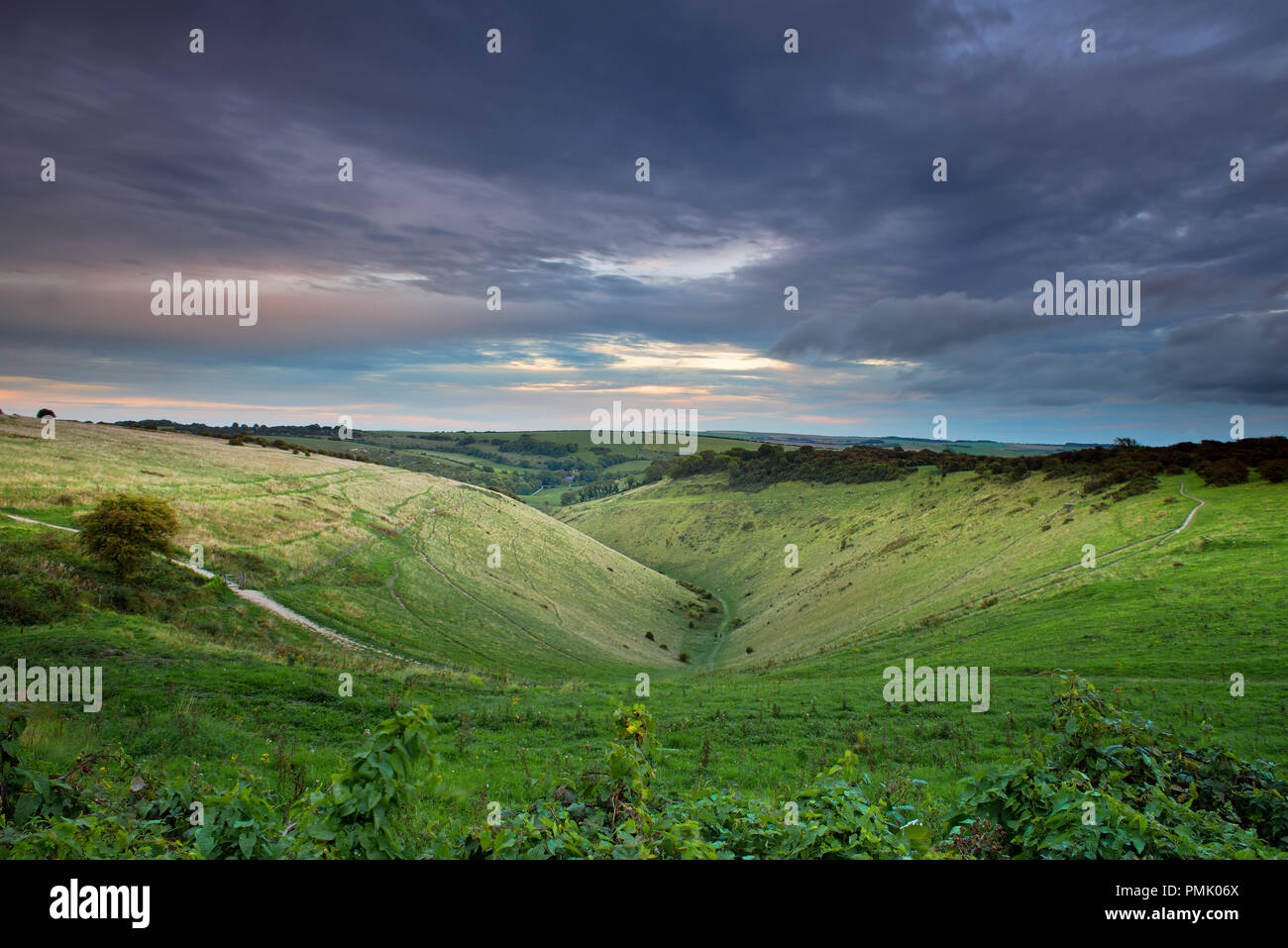 Sonnenuntergang am Devil's Dyke Brighton, Sussex. Großbritannien Stockfoto