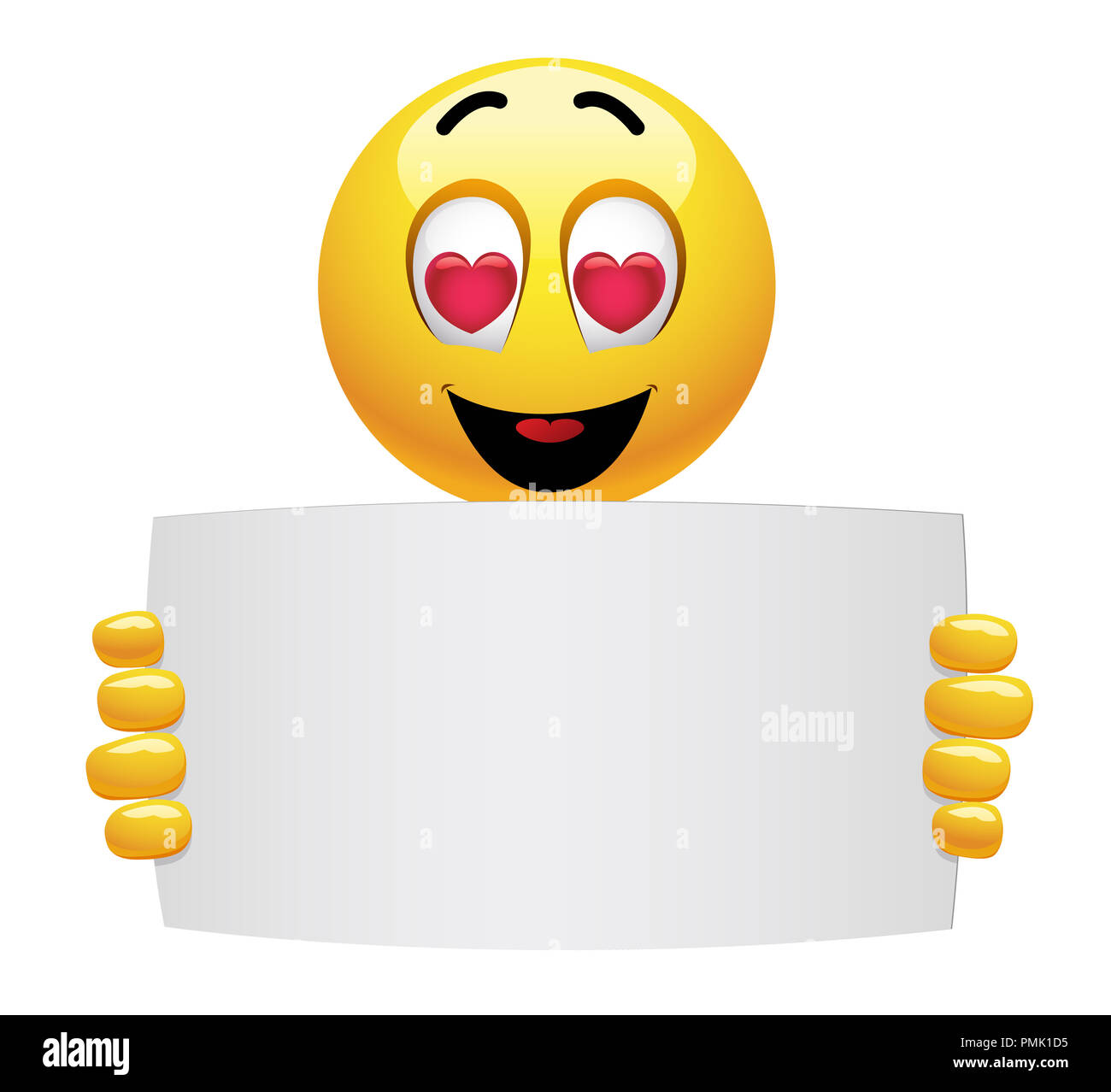 Niedlich smiley emoji Sein in der Liebe. Schönen valentine Smiley emoticons Holding werben. Stockfoto