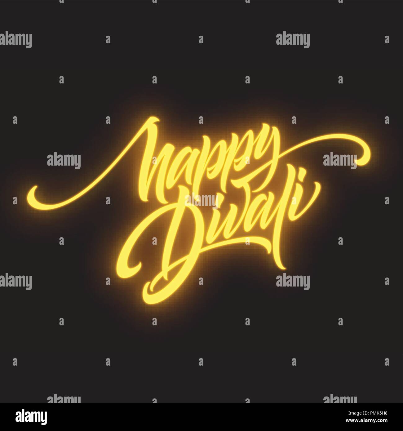 Happy Diwali Festival Hell. Flamme leuchtende Buchstaben Design Element. Vector Illustration Stock Vektor