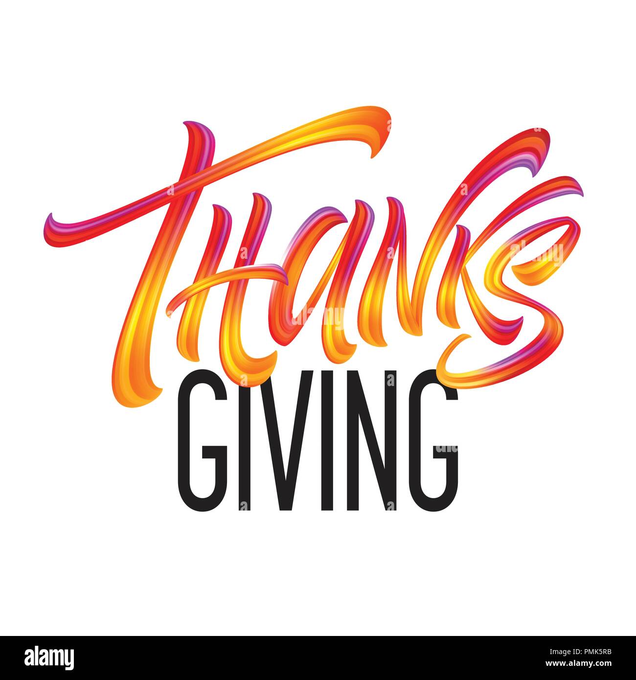 Schriftzug Thanksgiving Farbe Textur Handgezeichnete Abbildung isoliert auf weißem Hintergrund. Vector Illustration Stock Vektor