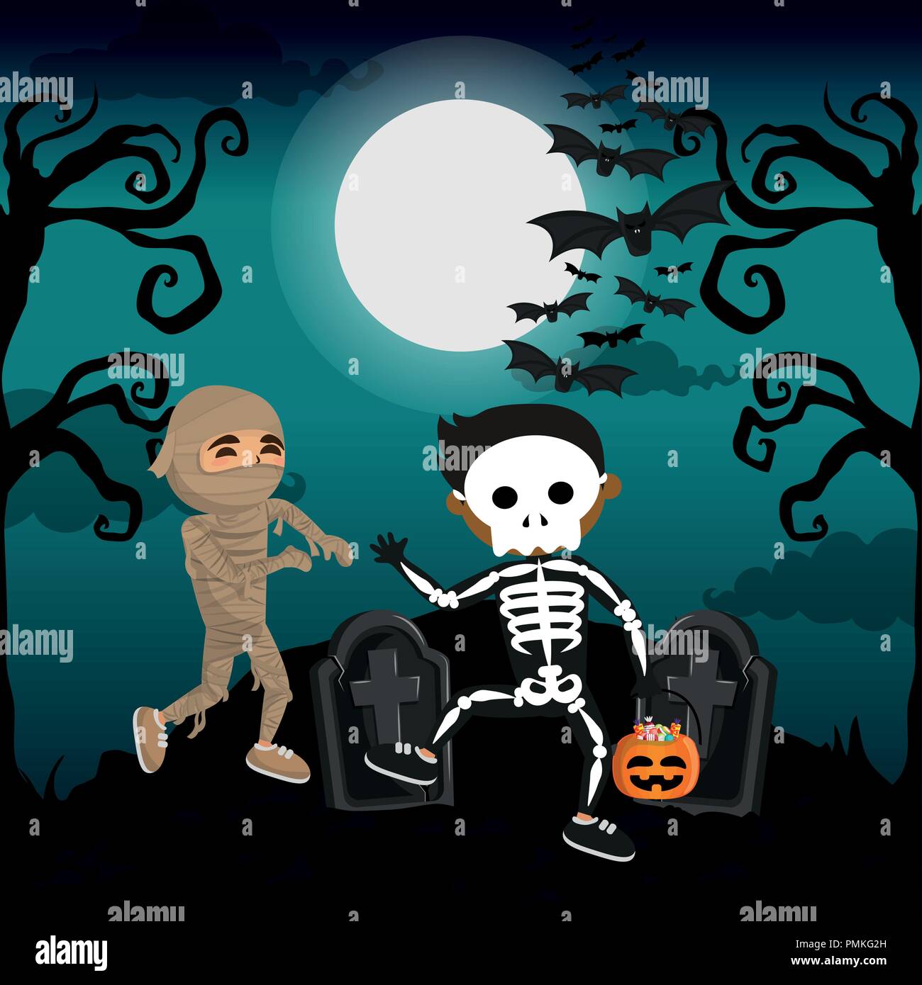 Kinder und Halloween Stock Vektor