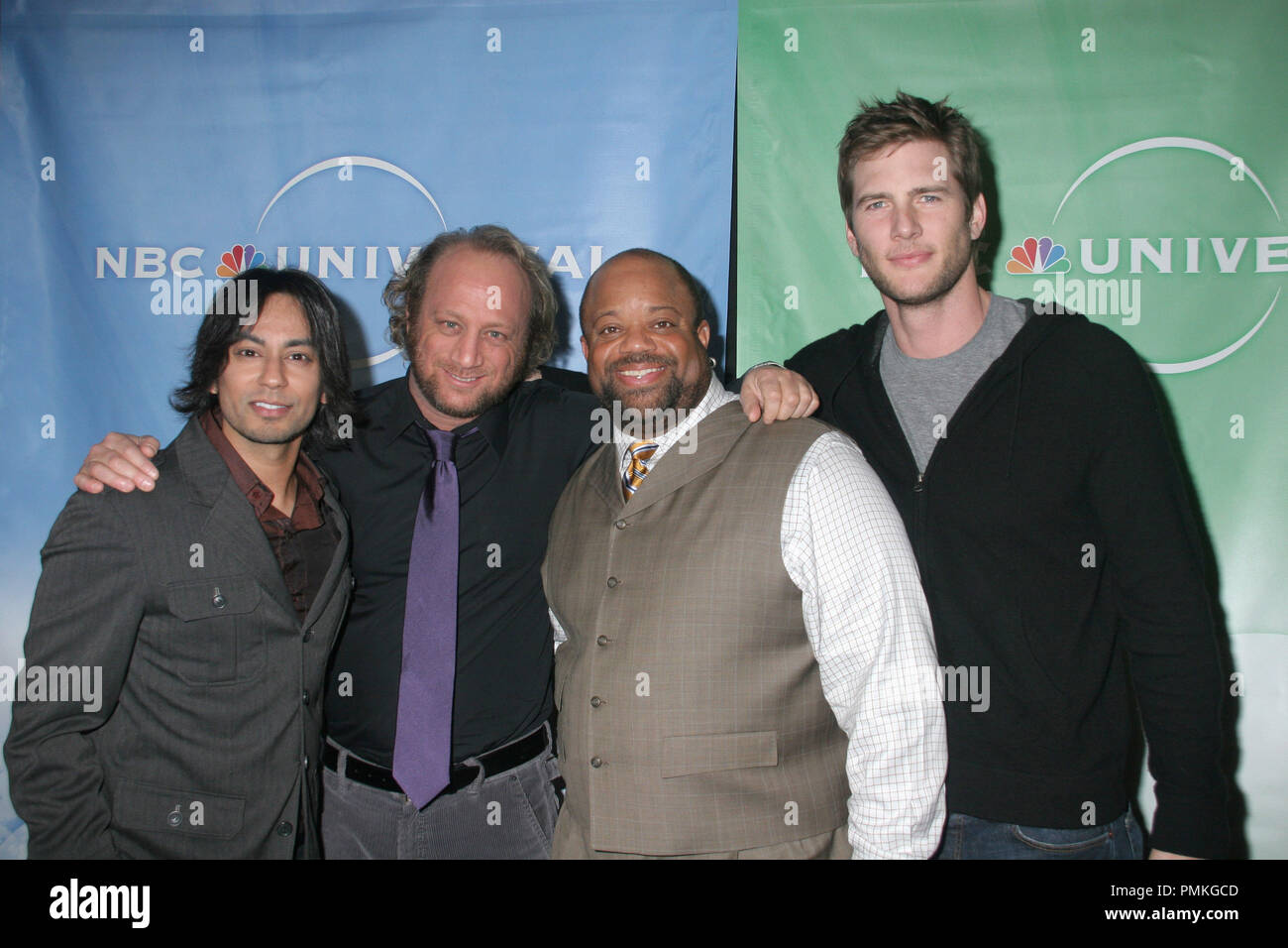 Vik Sahay & Scott Krinsky & Mark Christopher Lawrence & Ryan McPartlin01/13/11' NBC Universal Press Tour 2011' @ Langham Huntington Hotel & Spa, Pasadena Foto von Ima Kuroda/www.HollywoodNewsWire.net/ PictureLux Stockfoto