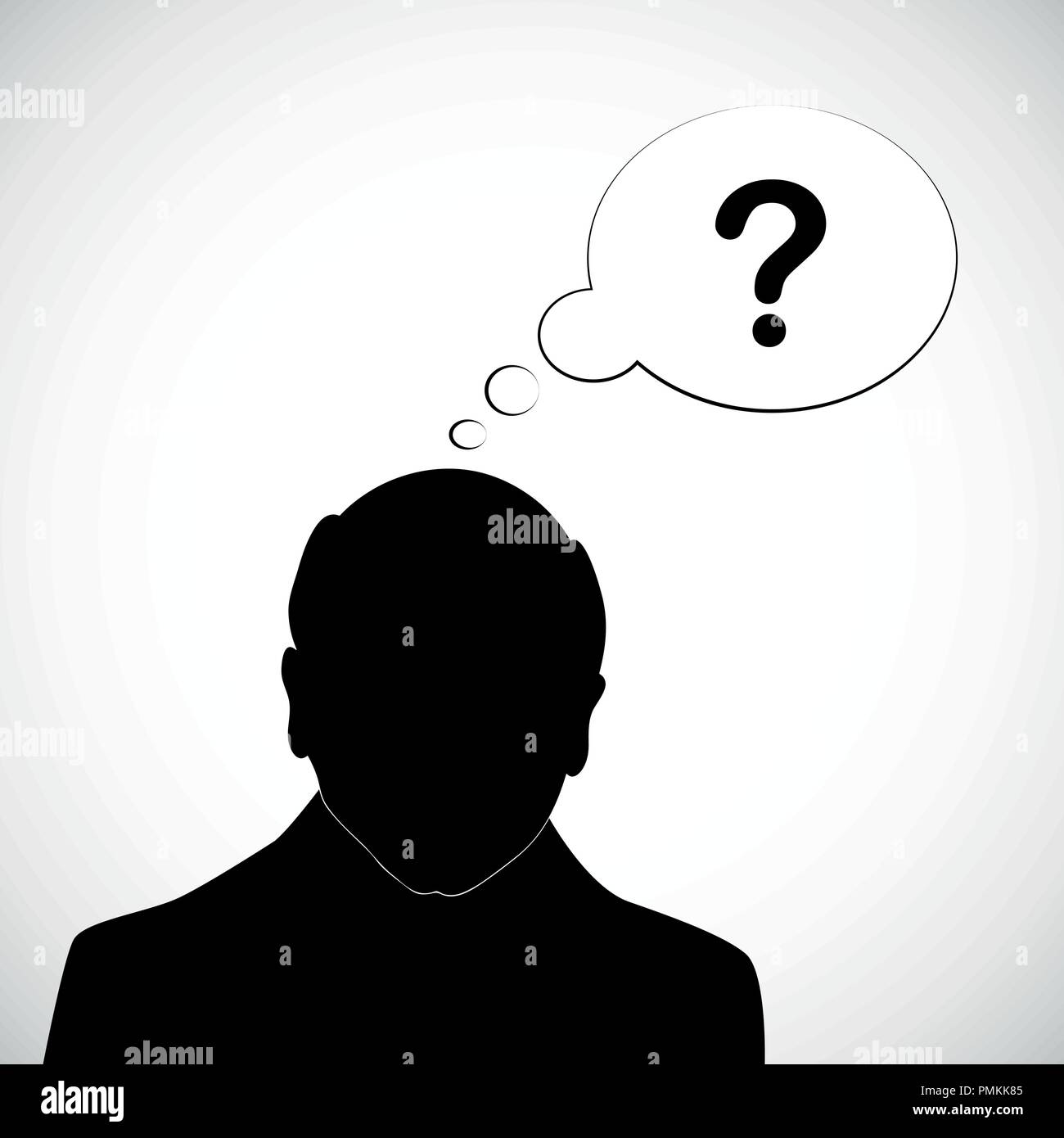 Alter Mann silhouette menschlichen Kopf mit Fragezeichen Alzheimer Demenz Vektor-illustration EPS 10. Stock Vektor