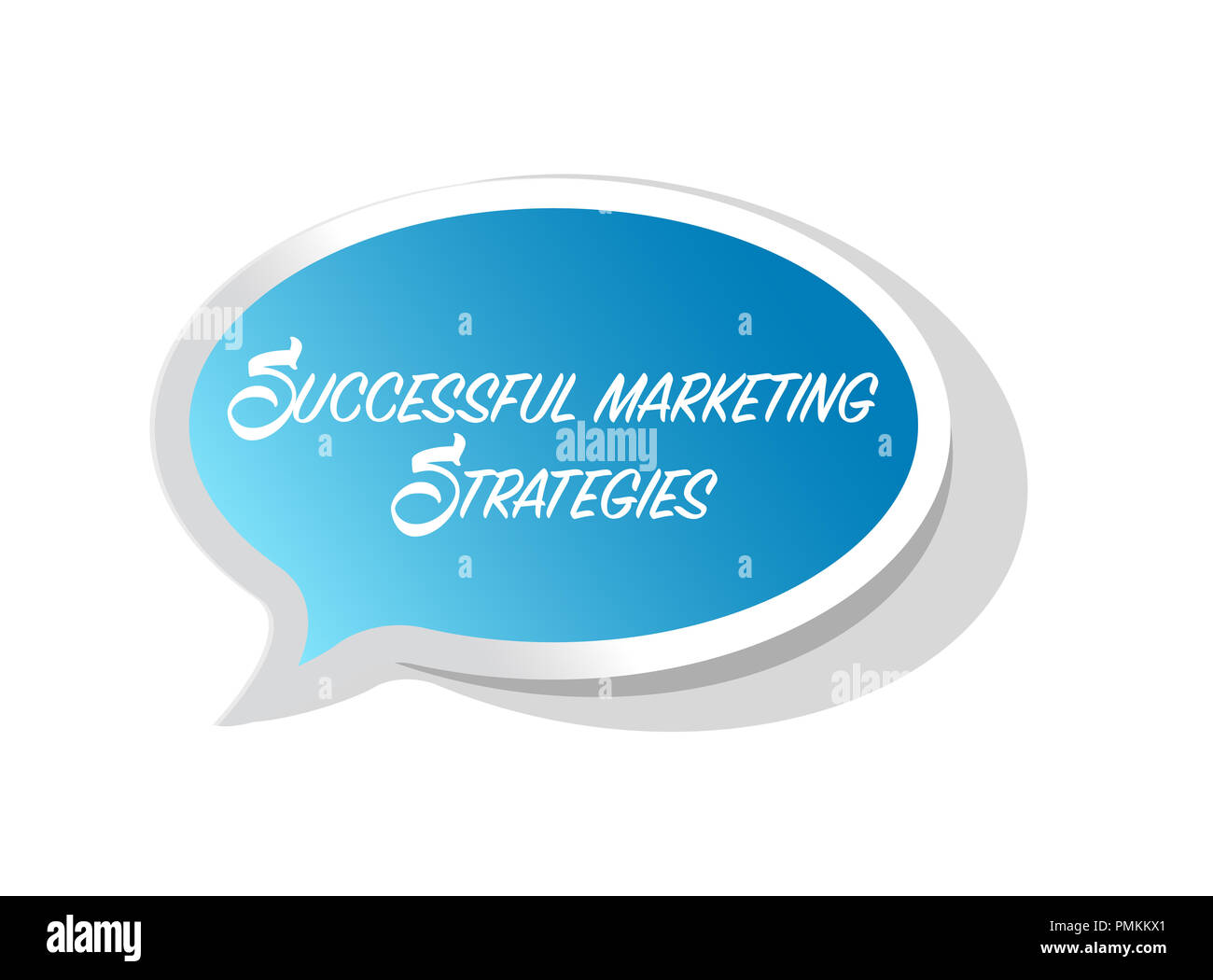 Erfolgreiche Marketing-Strategien hell Nachricht Blase isoliert auf weißem Hintergrund Stockfoto