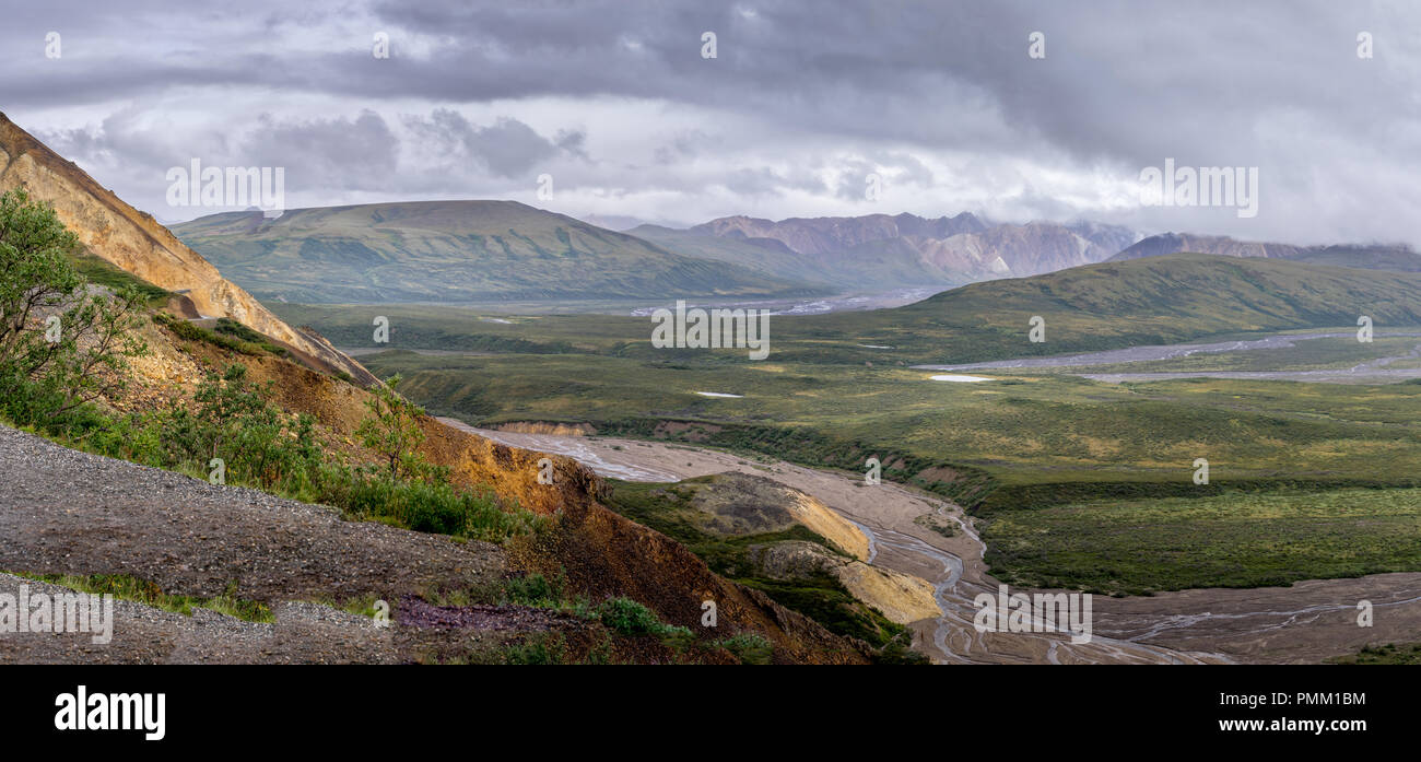 Ansicht von der Straße im Denali National Park & Preserve Stockfoto
