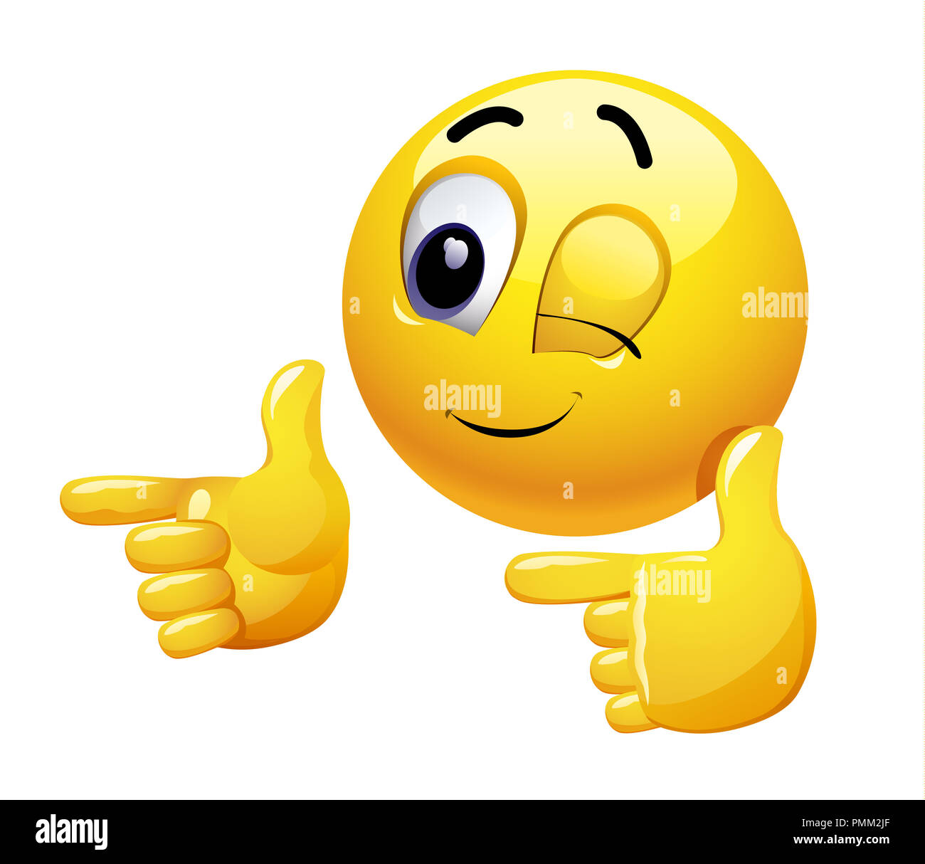 Emoticon Daumen nach oben zeigt positive Stimmung. Stockfoto