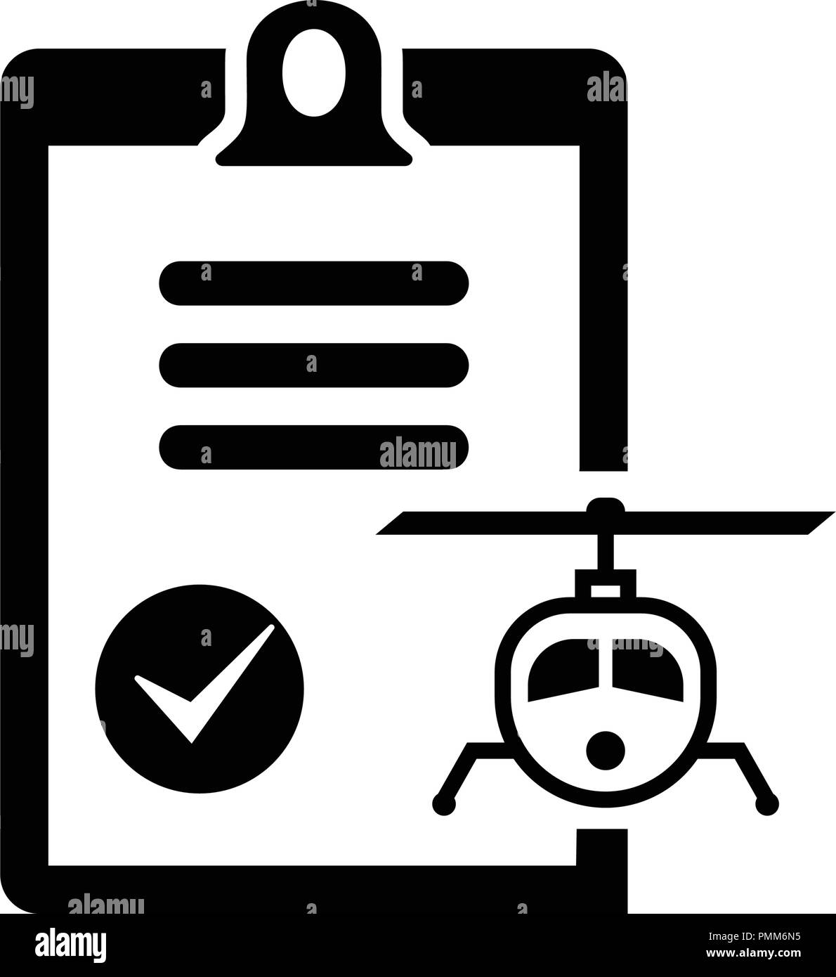 Hubschrauber versicherung Symbol Vektor-Auto-ID Dokument Symbol schwarz Stock Vektor