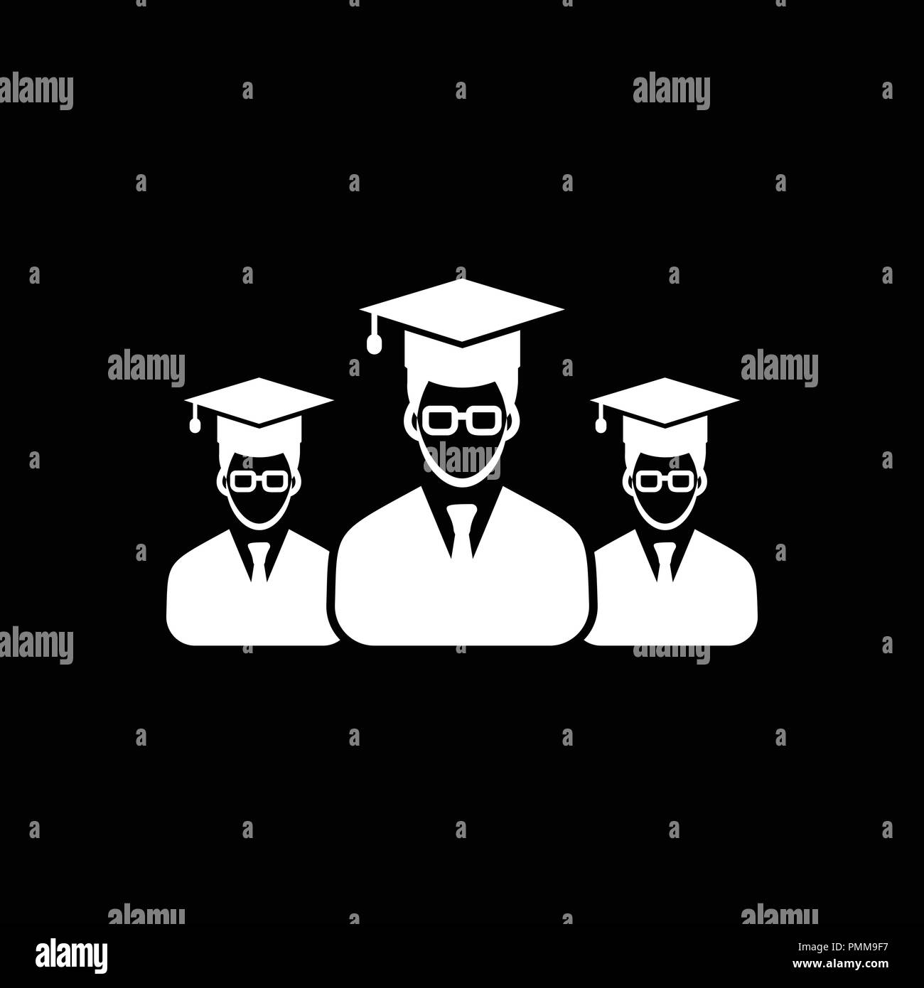 Graduate student Team Symbol - Das männliche Symbol mit Kappe - Bildung Glyphe Symbol weiß Stock Vektor