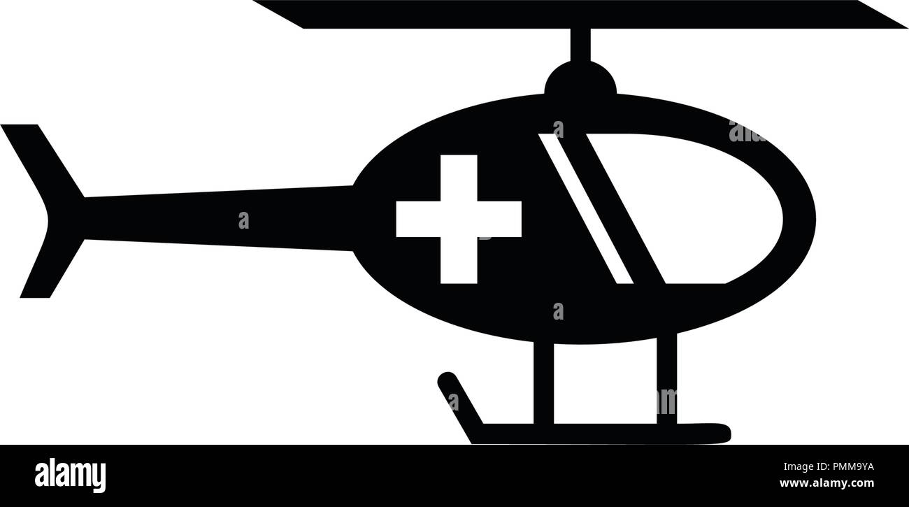 Medizinischer Notfall Hubschrauber Support Schwarz Stock Vektor