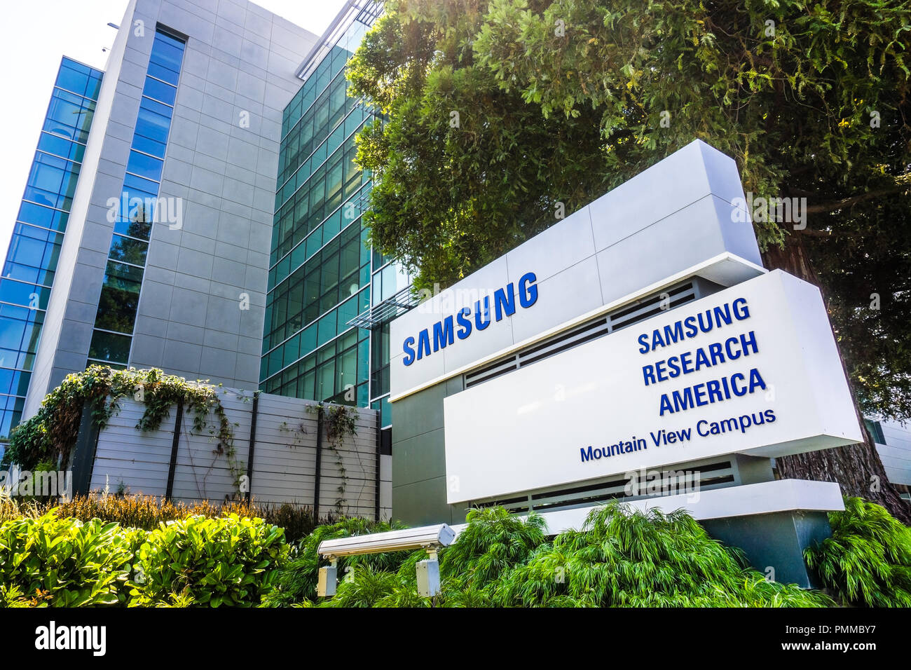 August 9, 2018 Mountain View/CA/USA - Samsung Forschung Amerika Campus in Silicon Valley, South San Francisco Bay Area. Stockfoto