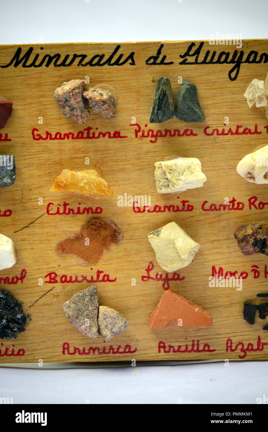 Probe von Gesteinen und Mineralien von Guayana, Venezuela. Stockfoto