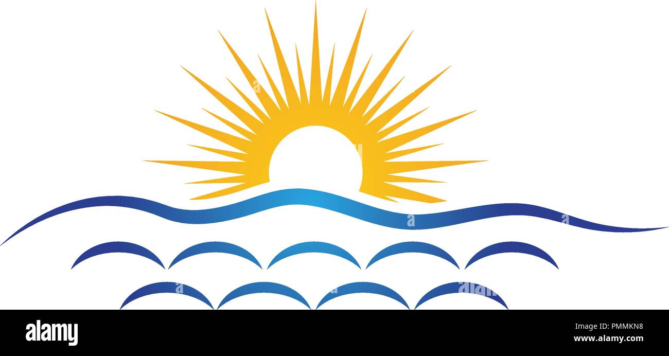 Sonne Mit Wasser Welle Symbol Vektor Grafik Design Logo Vorlage Stock Vektorgrafik Alamy