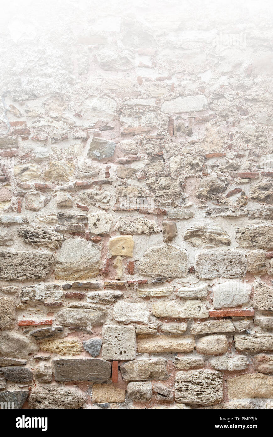 Teil einer Steinmauer, Hintergrund oder Textur. Stockfoto
