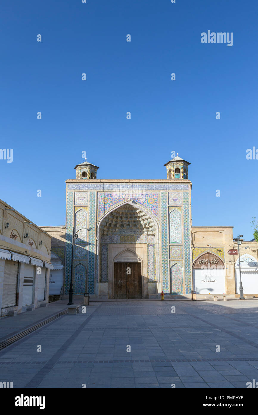 Eingang zur Moschee Vakil, Shiraz, Iran Stockfoto