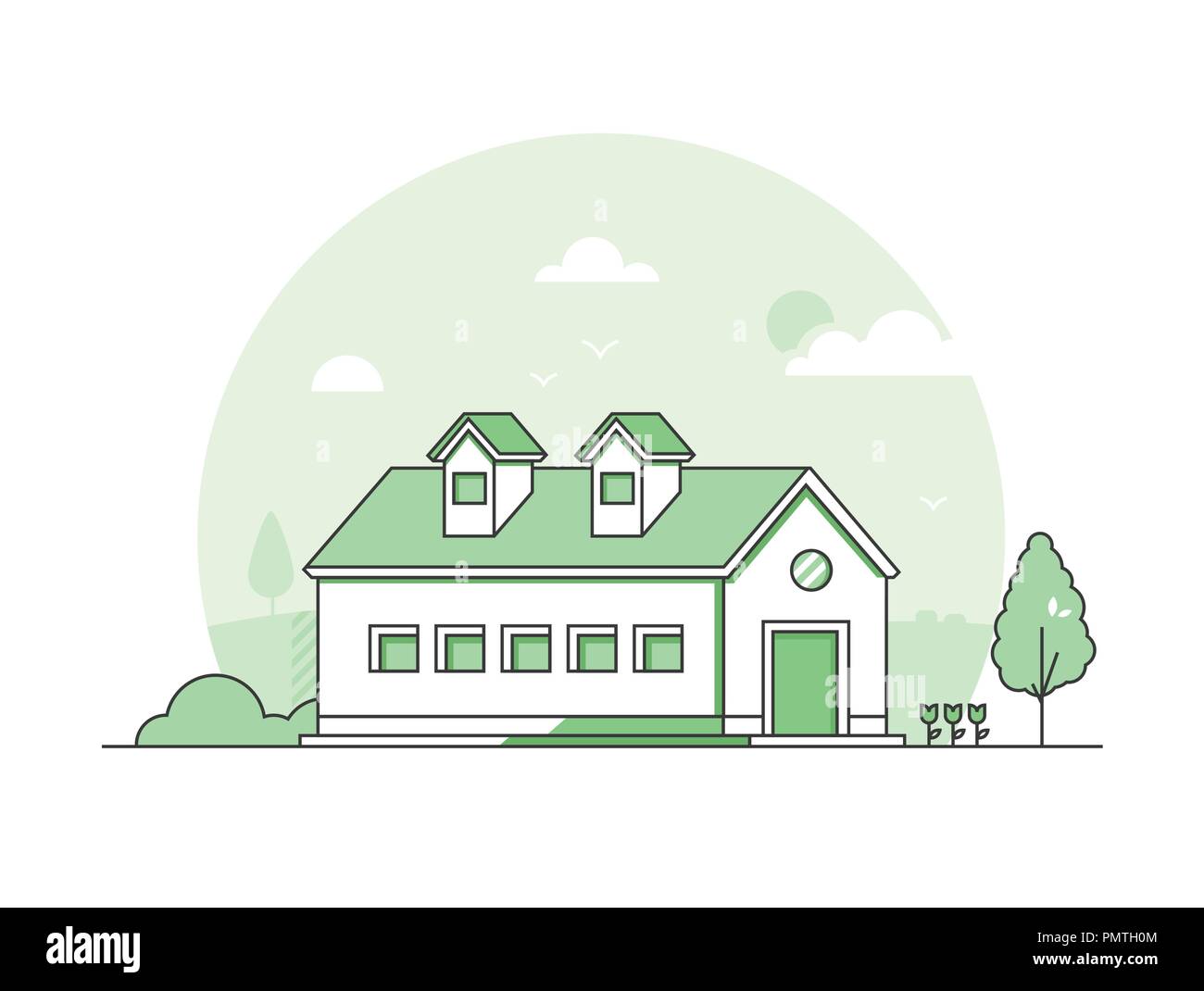 Bauernhof - Moderne thin line Design Vector Illustration Stock Vektor