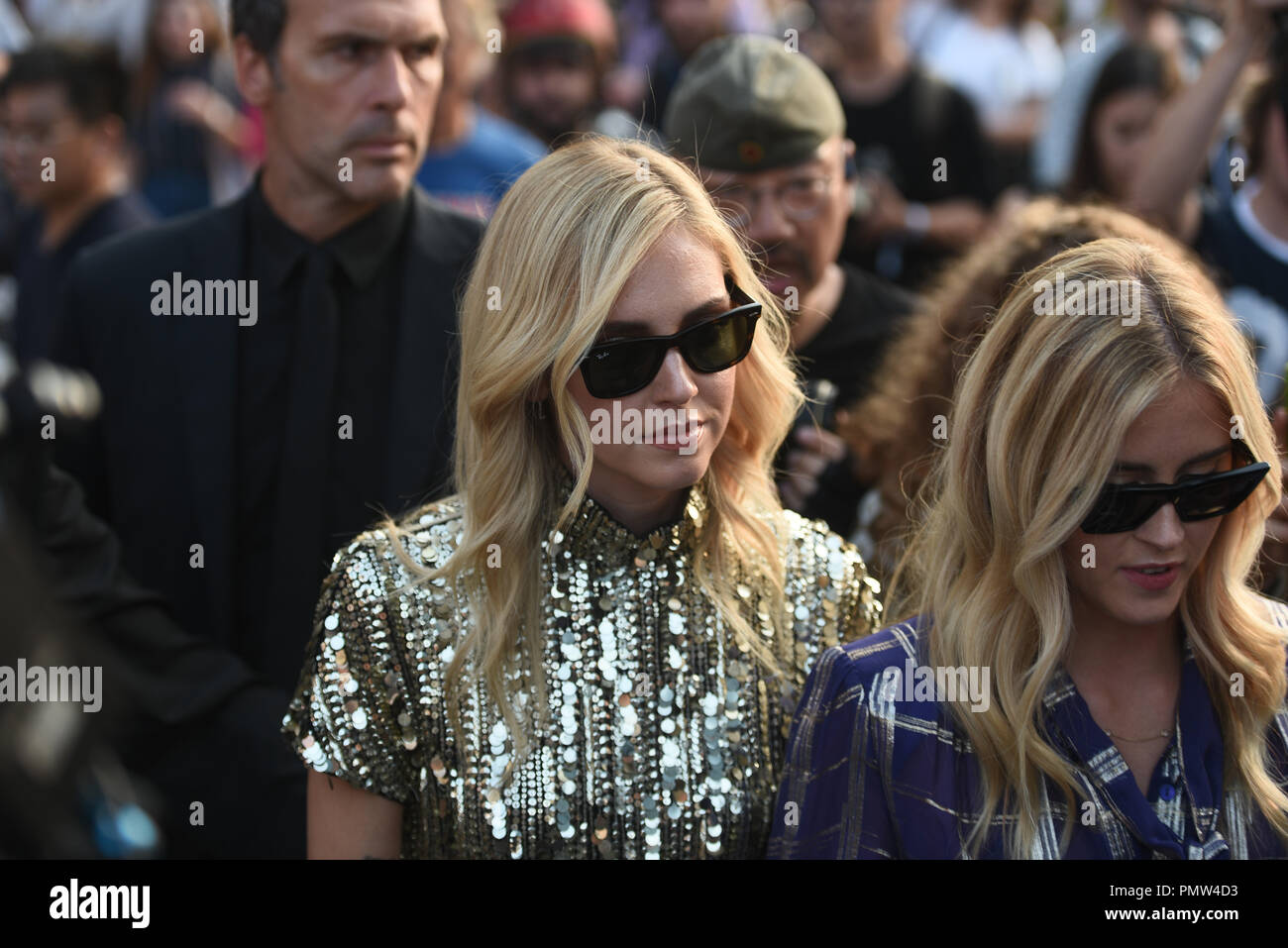 Mailand, Italien - 19 September 2018: Chiara Ferragni vor Alberta Ferretti fashion show in Mailand auf der Modewoche. Credit: Alberto Grosescu/Alamy leben Nachrichten Stockfoto